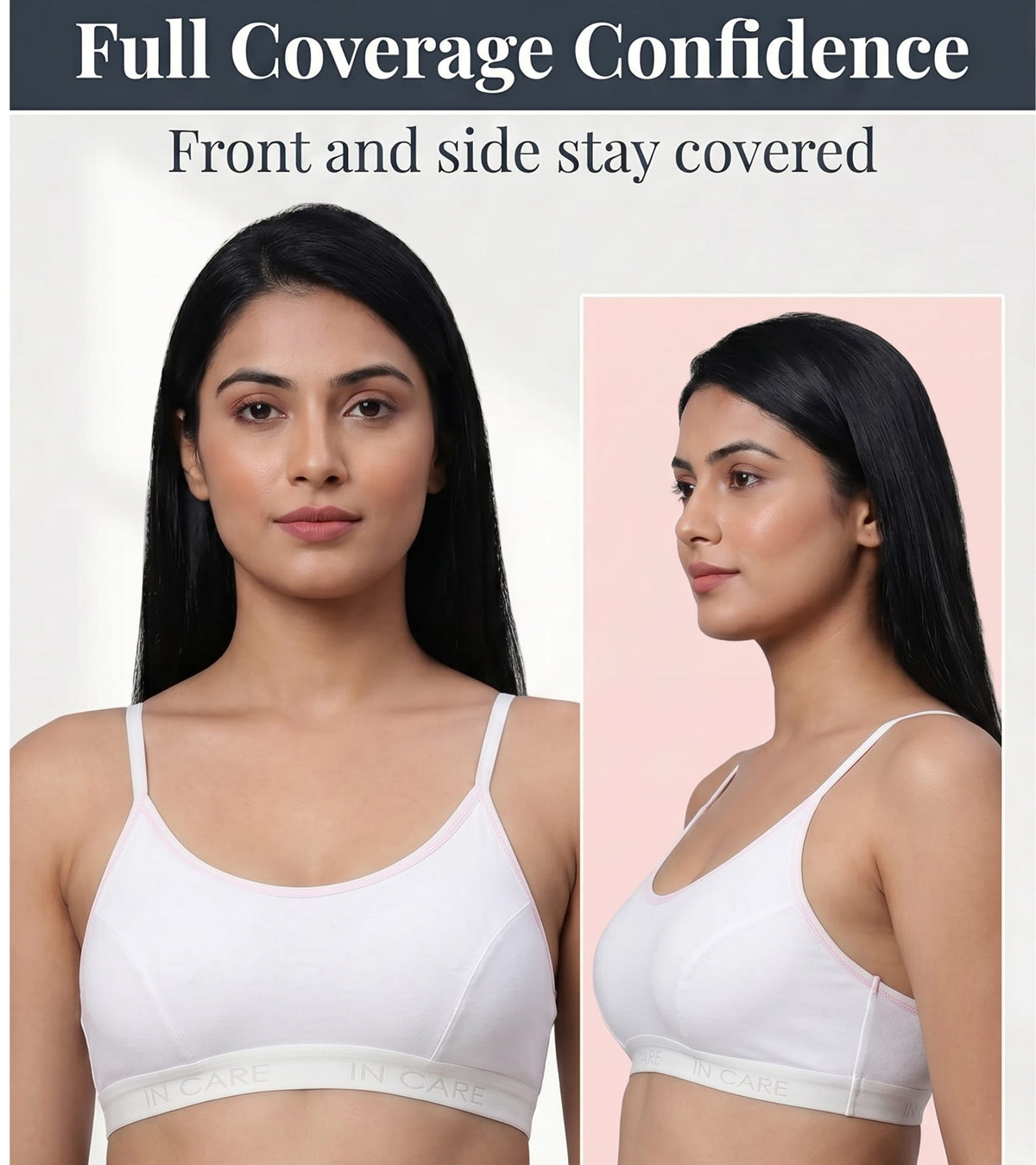 In Care Slip On Sports Bra – Non Padded Wire Free Cotton Bralette for Women