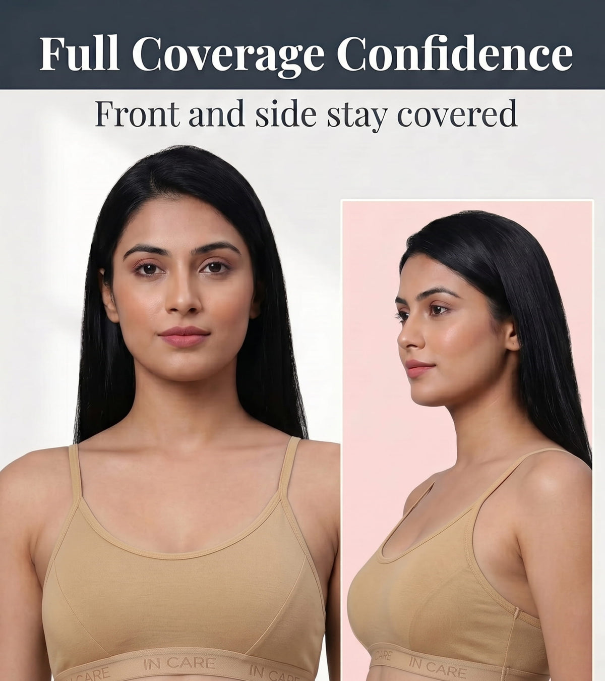 In Care Slip On Sports Bra – Non Padded Wire Free Cotton Bralette for Women
