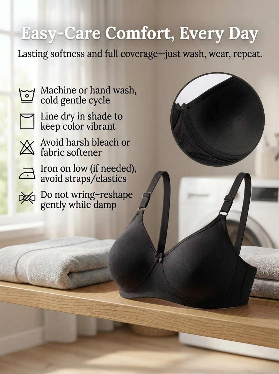 Non-Padded Full Coverage Cotton Bra for Women – Wire Free, Moulded Cups (Suhana)