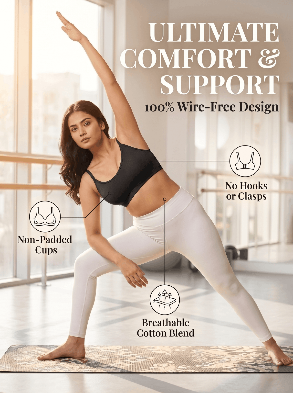 Slip-On Sports Bra - Non-Padded, Full Coverage