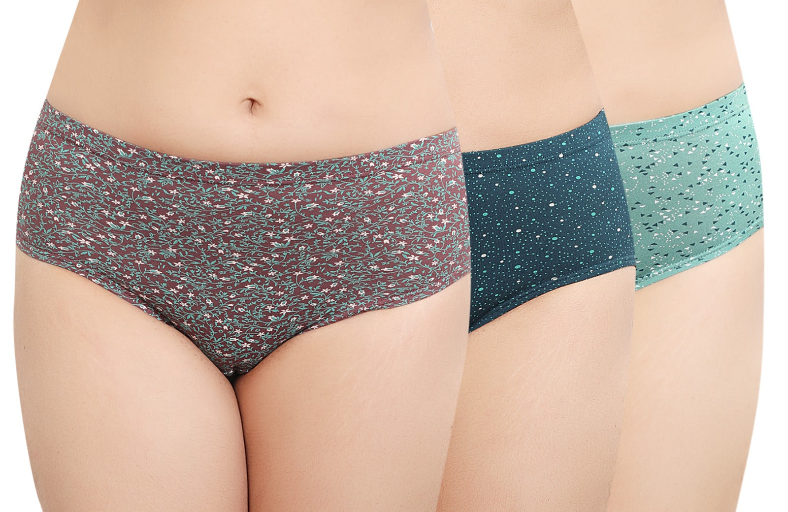 In Care Printed Inner Elastic Hipster Panty Assorted Cotton Combo (INCOMBO-05)