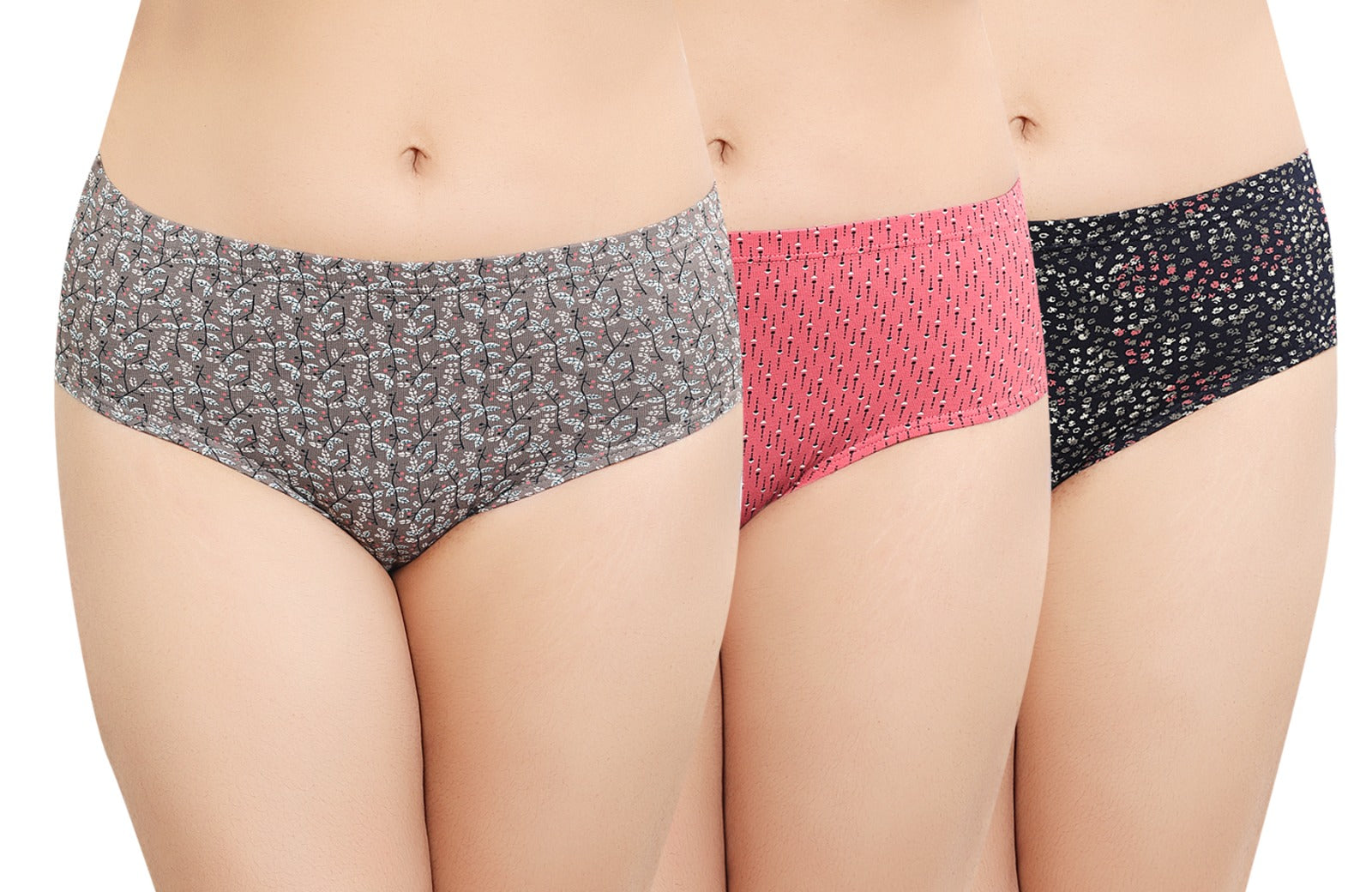 In Care Printed Inner Elastic Hipster Panty Assorted Cotton Combo (INCOMBO-02)