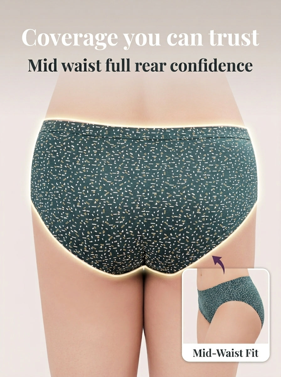 Printed Mid Rise Hipster Panties Pack of 3 - Print Set 3