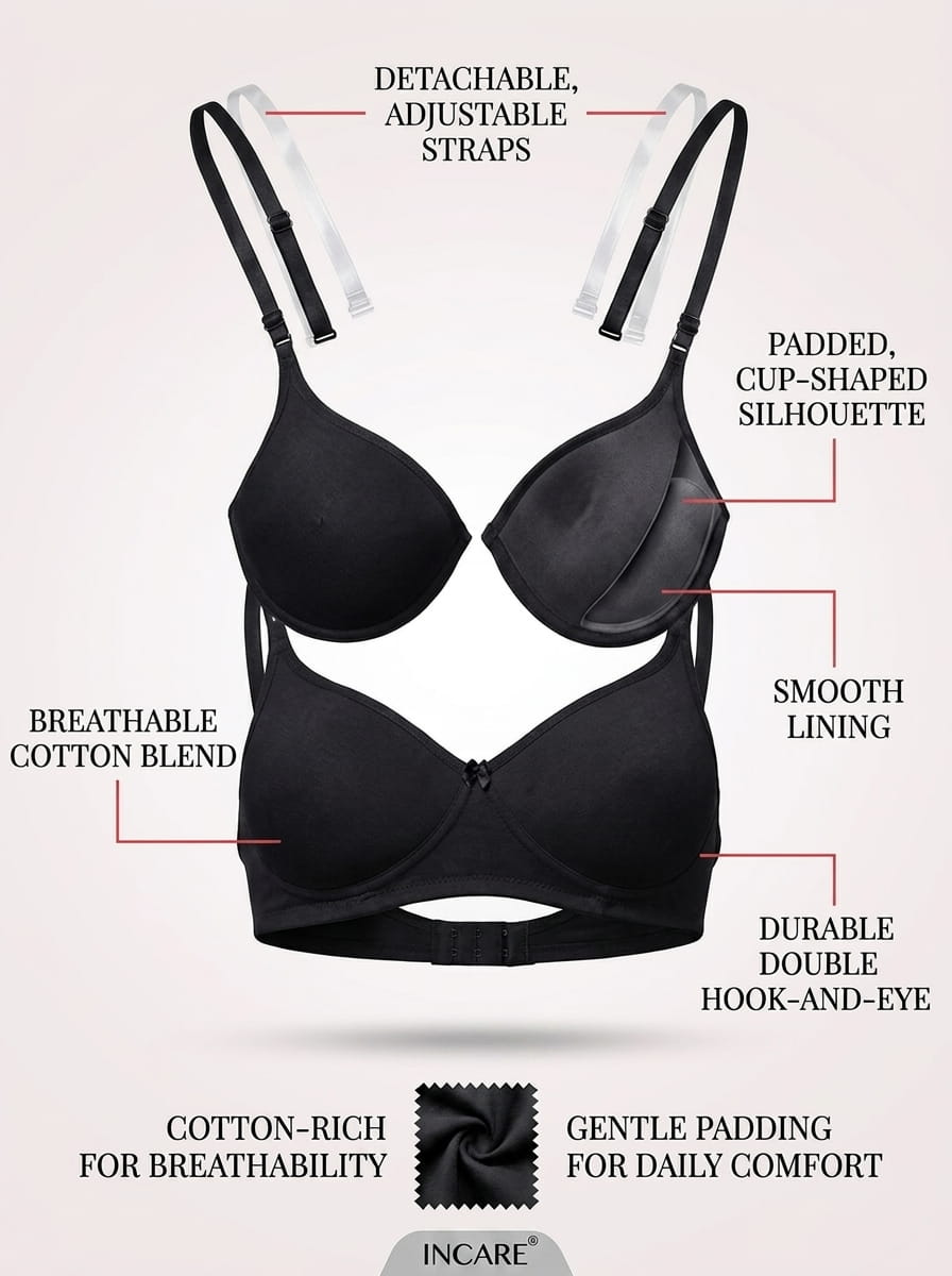 Everyday Padded T-Shirt Bra - B Cup, 4 Colours