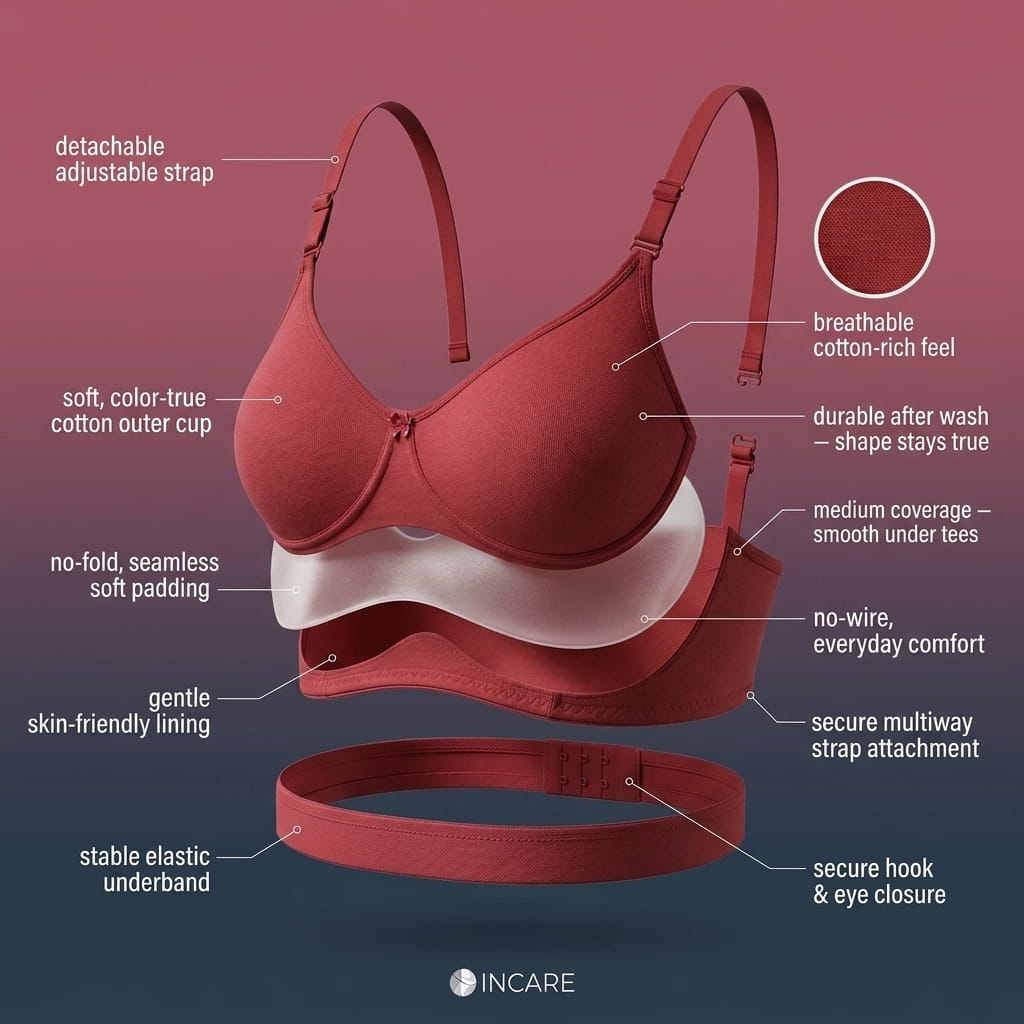 Medium Coverage Non-Padded Bra | Detachable Transparent Straps