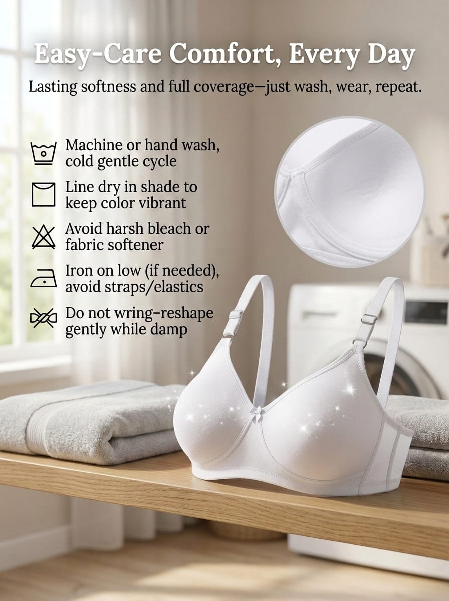 Non-Padded Full Coverage Cotton Bra for Women – Wire Free, Moulded Cups (Suhana)