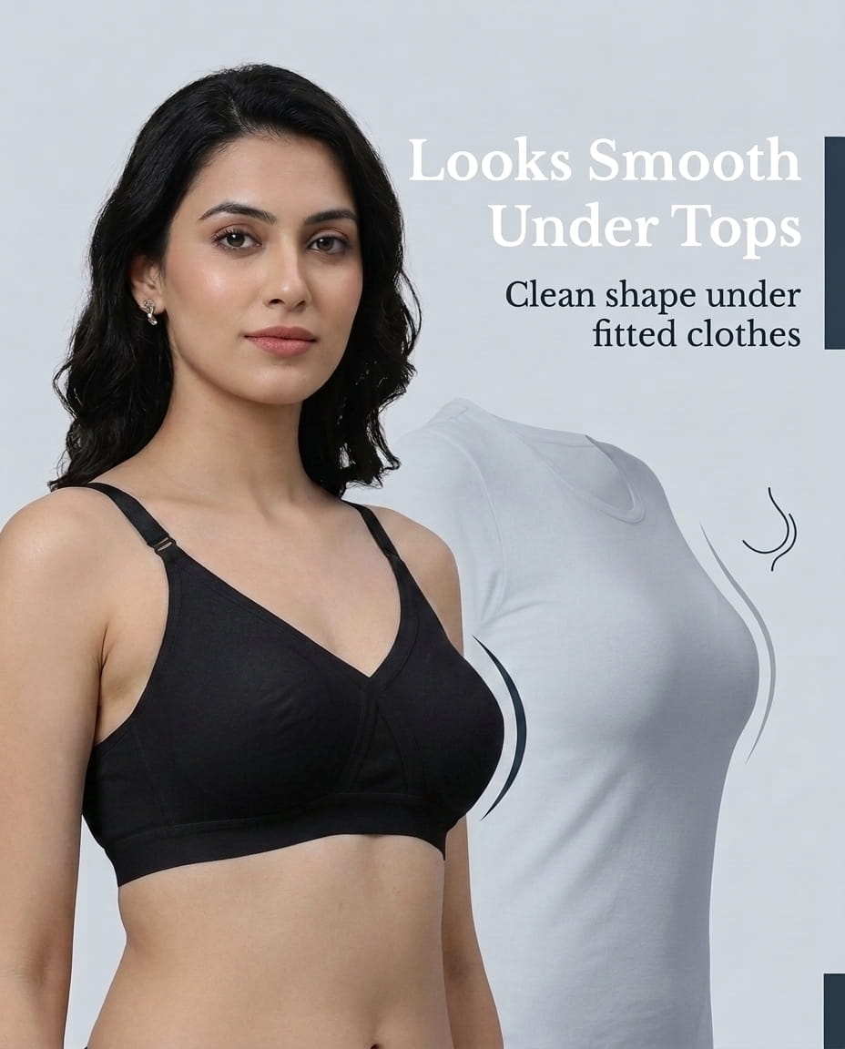Full Coverage Non-Padded Bra in Soft Interlock Fabric - AlplSenorita, D Cup