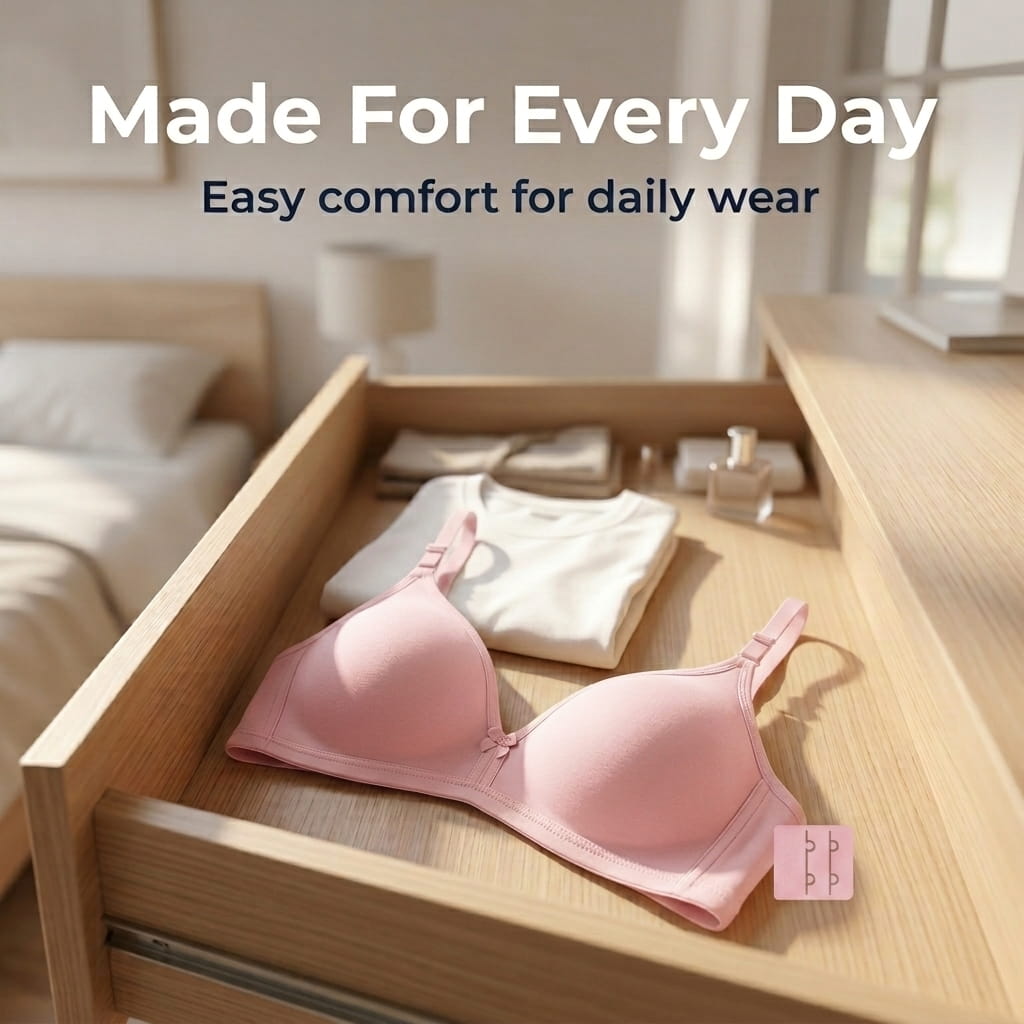 Half Coverage Non-Padded T-Shirt Bra | Deep Neck Seamless B Cup | In Care