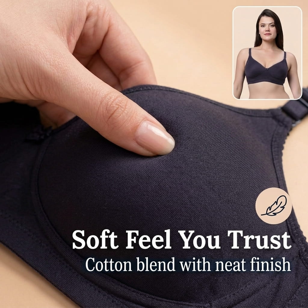 Non-Padded Full Coverage Cotton Bra for Women – Wire Free, Moulded Cups (Suhana)