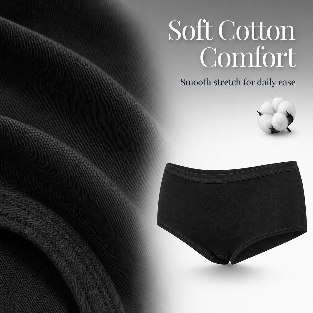 Cotton Hipster Panties Pack of 3 – Outer Elastic, Full Coverage | In Care