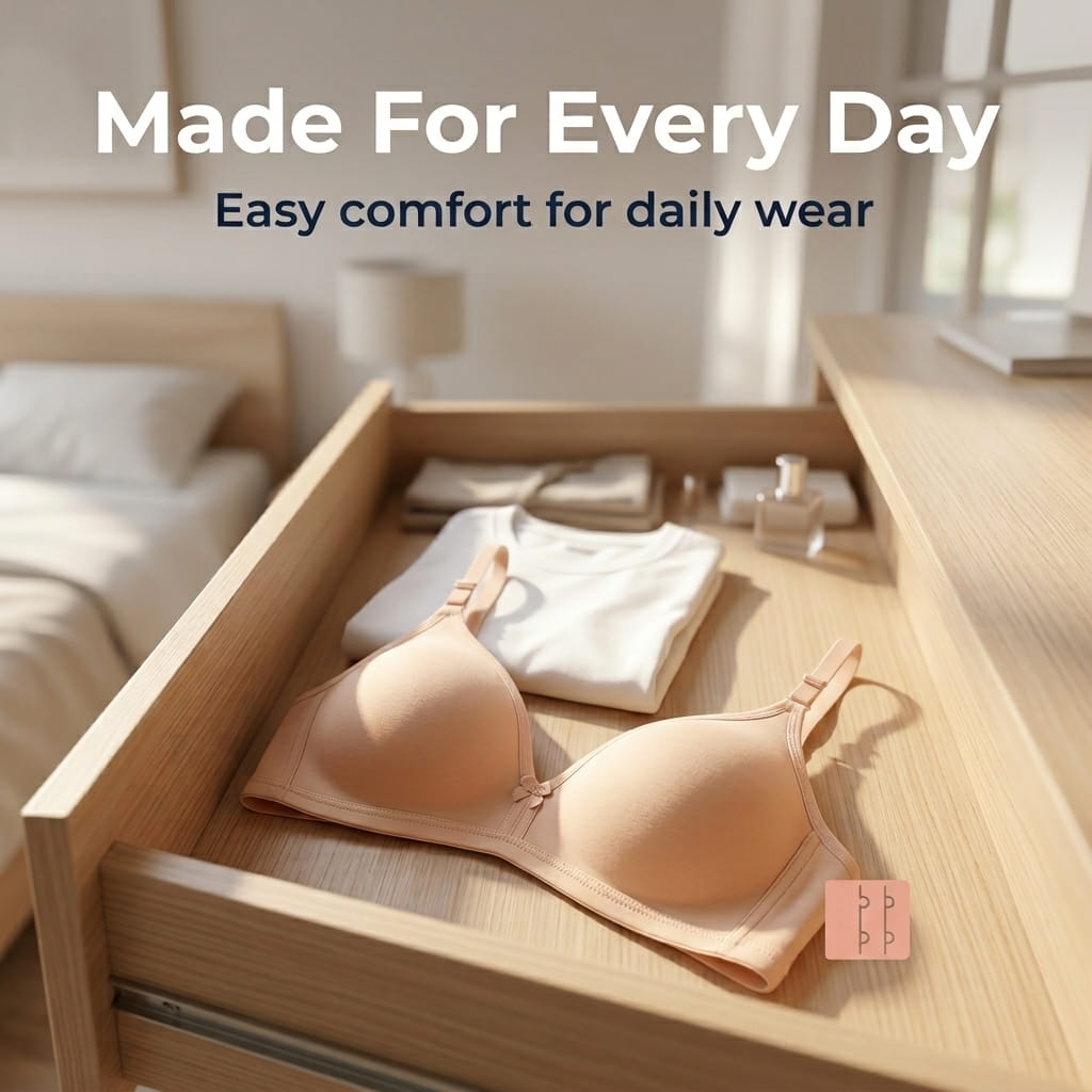 Half Coverage Non-Padded T-Shirt Bra | Deep Neck Seamless B Cup | In Care