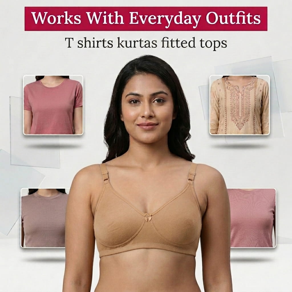 Non-Padded Full Coverage Cotton Bra for Women – Wire Free, Moulded Cups (Suhana)