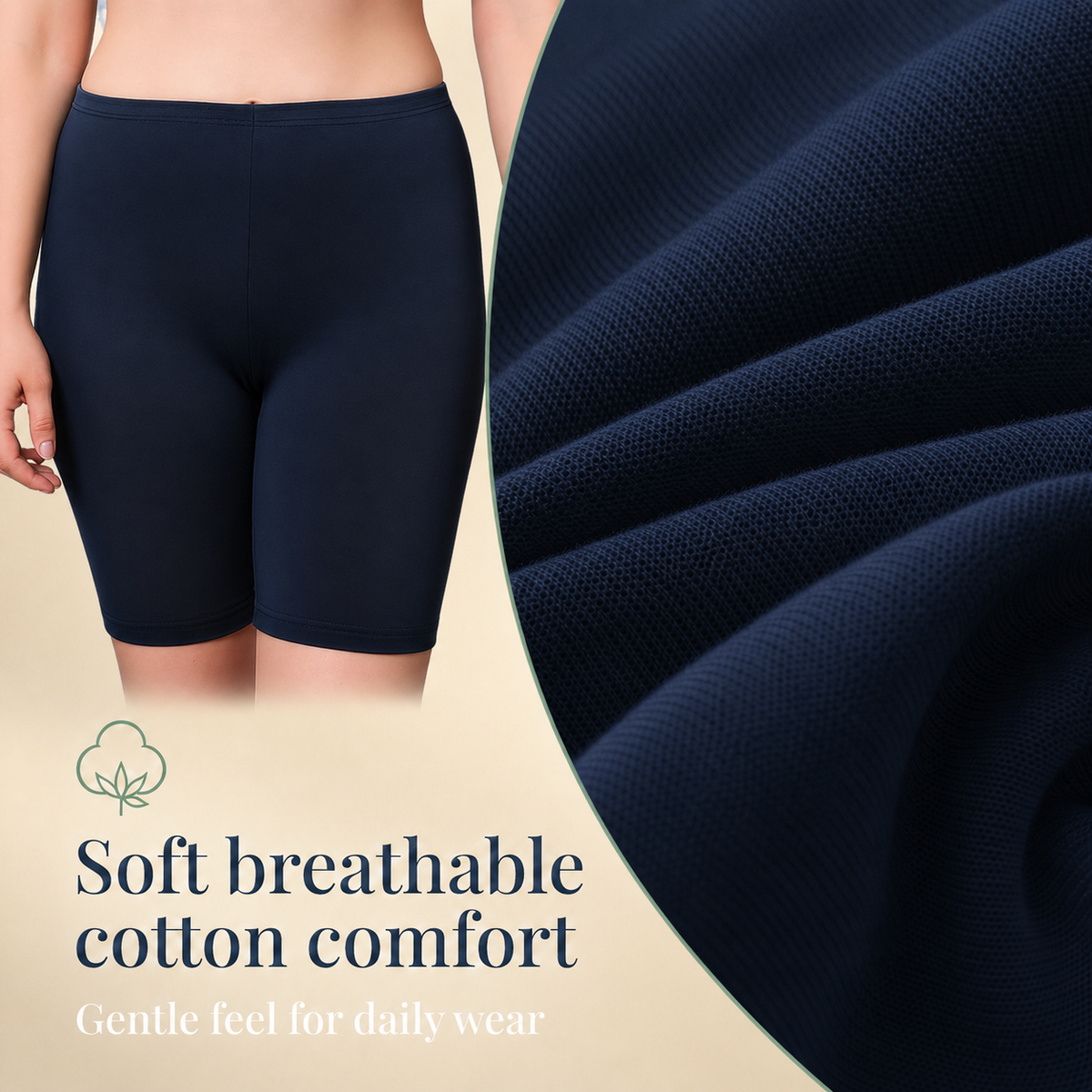 Cotton High Rise Boyshorts with Soft Elastic Waistband | Full Coverage