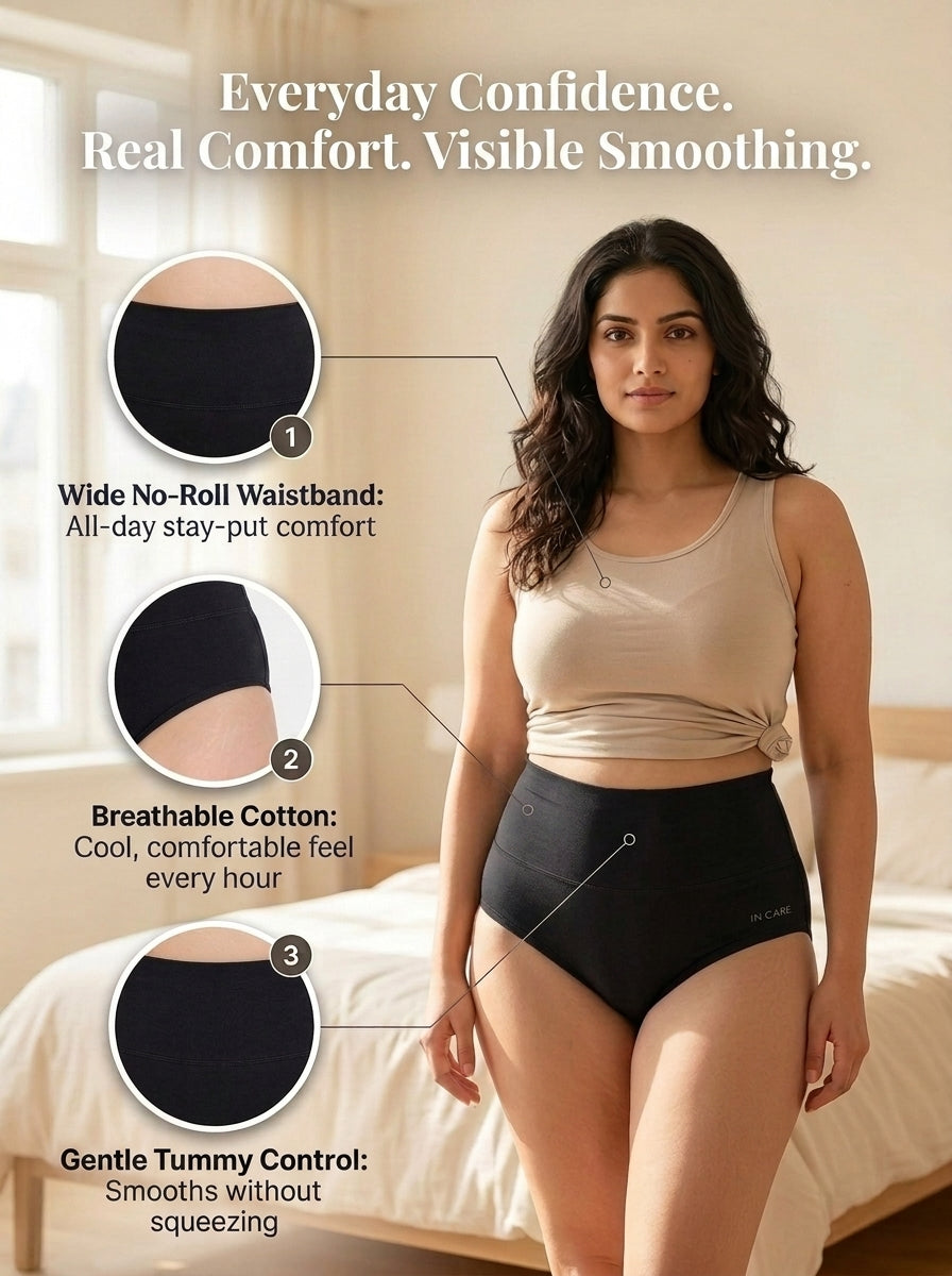 Shapewear Tummy Control Panty with Broad Elastic Waistband | Full Coverage