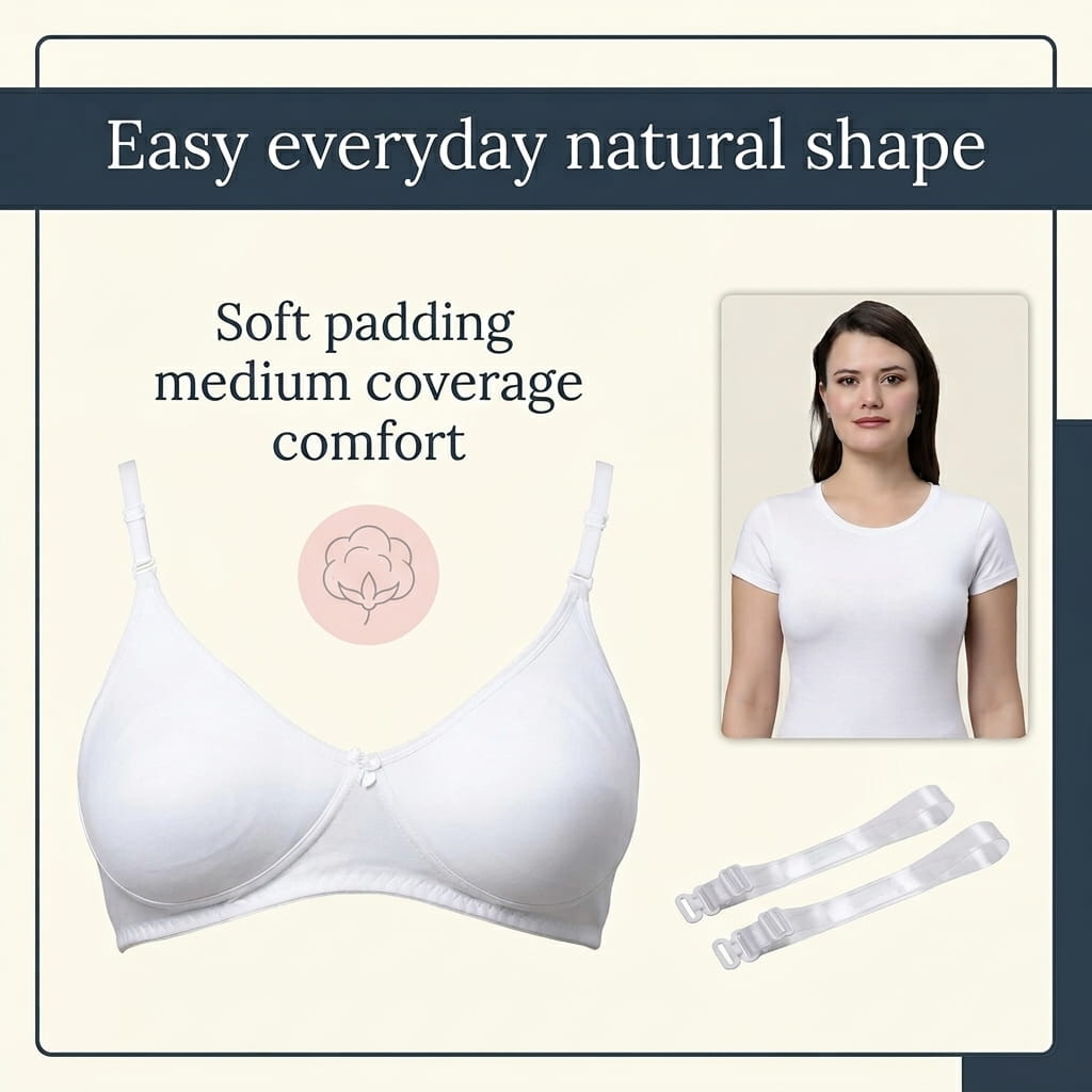 Medium Coverage Non-Padded Bra | Detachable Transparent Straps