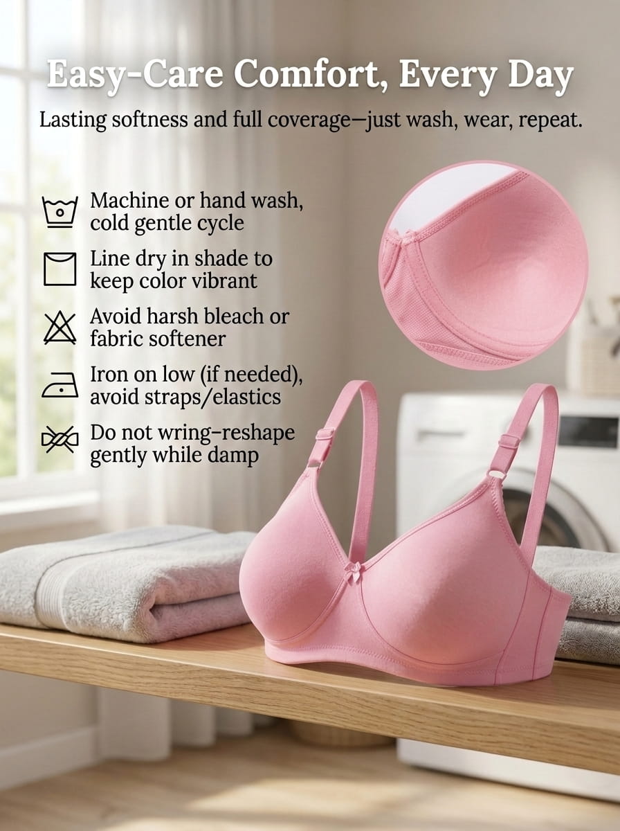 Non-Padded Full Coverage Cotton Bra for Women – Wire Free, Moulded Cups (Suhana)