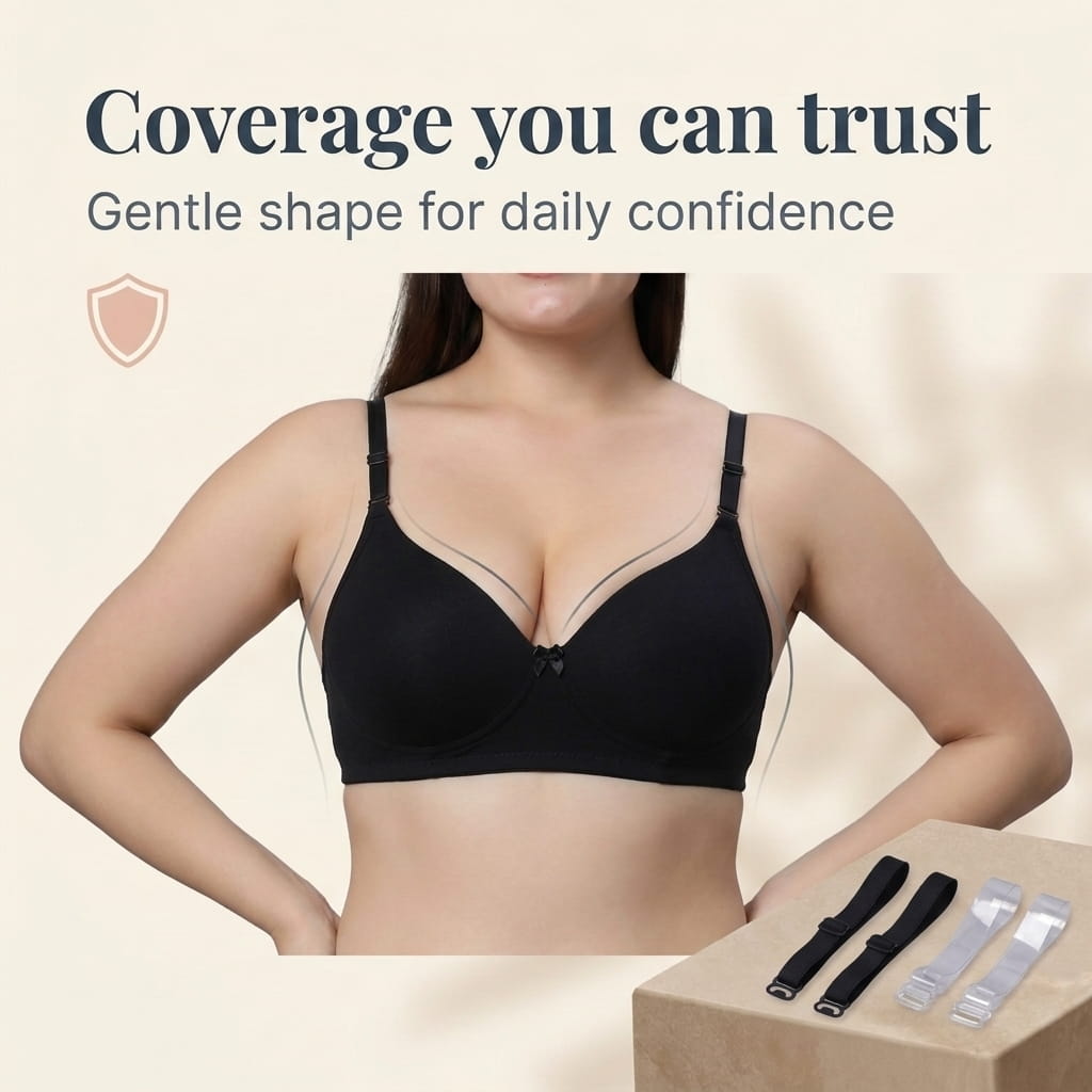 Padded Bra with Detachable Straps - Medium Coverage, B Cup