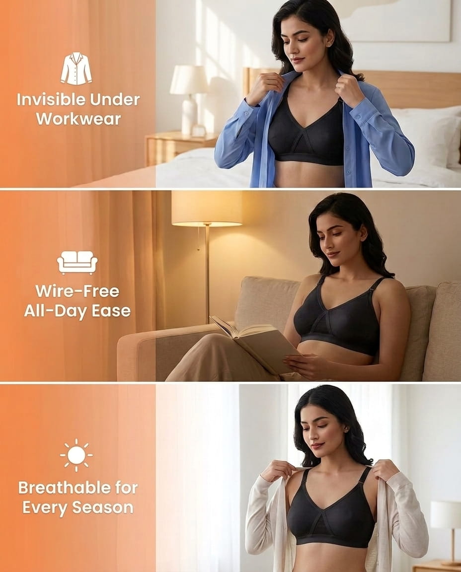 Full Coverage Non-Padded Bra in Soft Interlock Fabric - AlplSenorita, D Cup