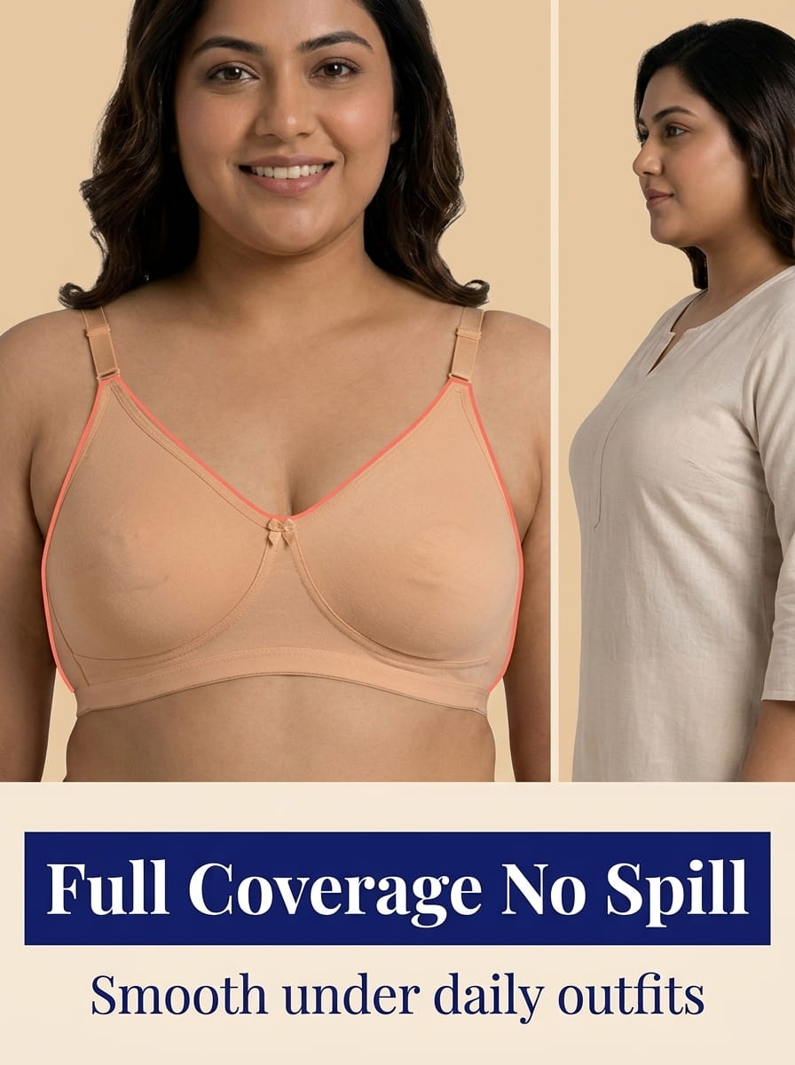 Plus Size Full Coverage Non-Padded Bra -E Cup (36E-46E)