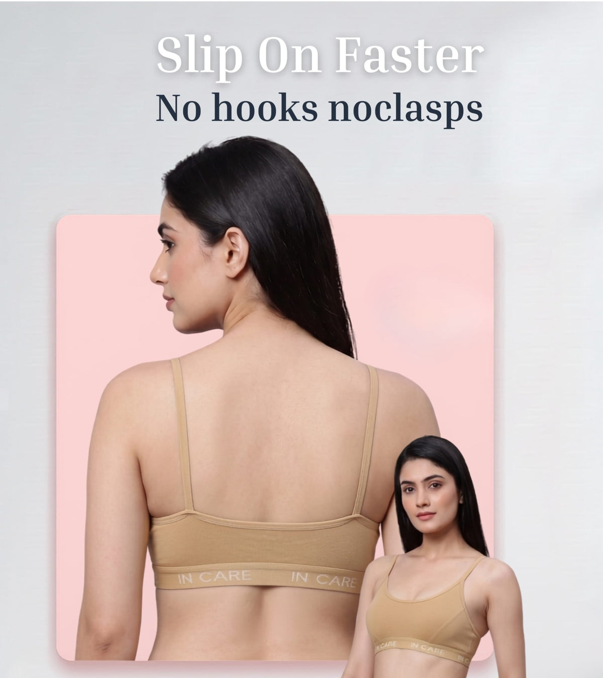 In Care Slip On Sports Bra – Non Padded Wire Free Cotton Bralette for Women