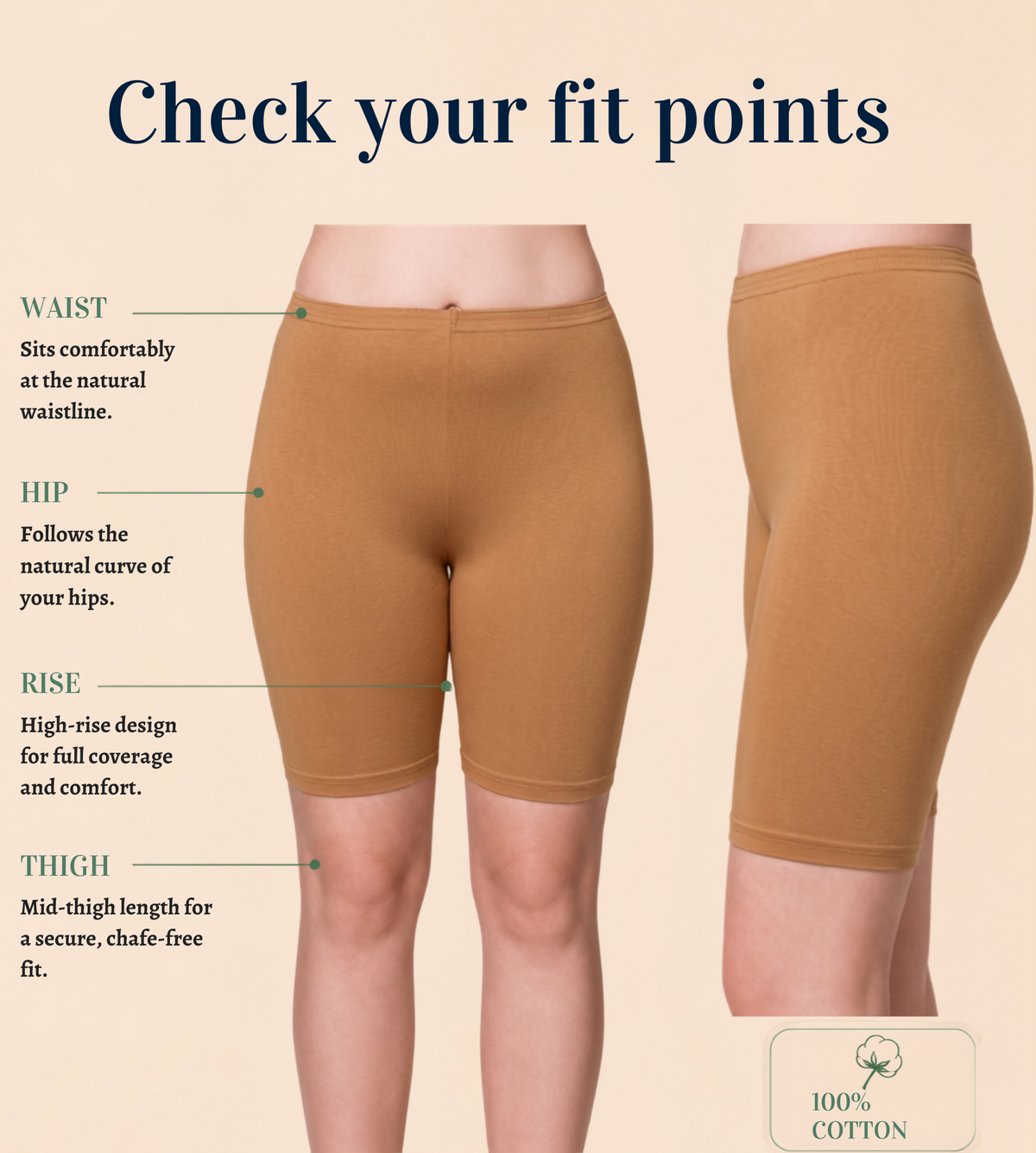 Cotton High Rise Boyshorts with Soft Elastic Waistband | Full Coverage