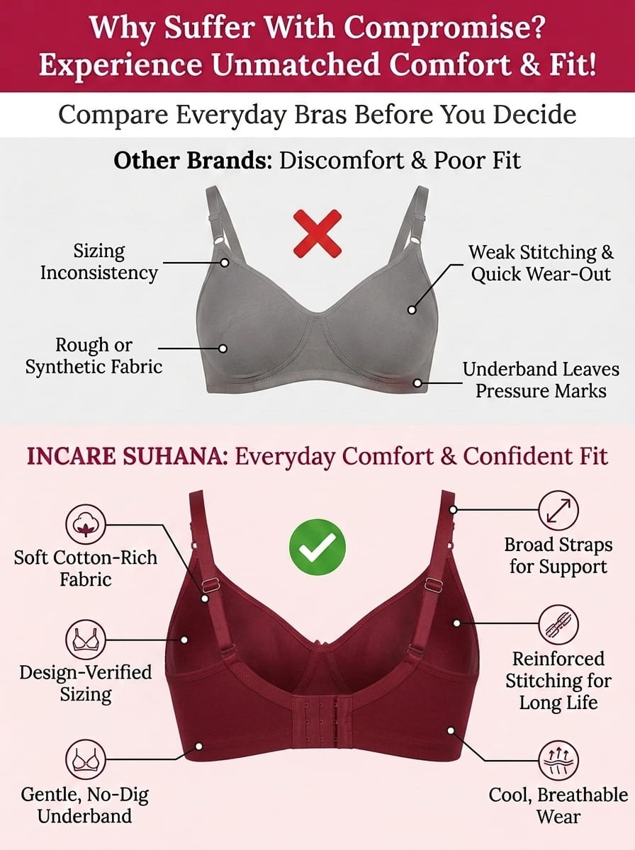 Non-Padded Full Coverage Cotton Bra for Women – Wire Free, Moulded Cups (Suhana)