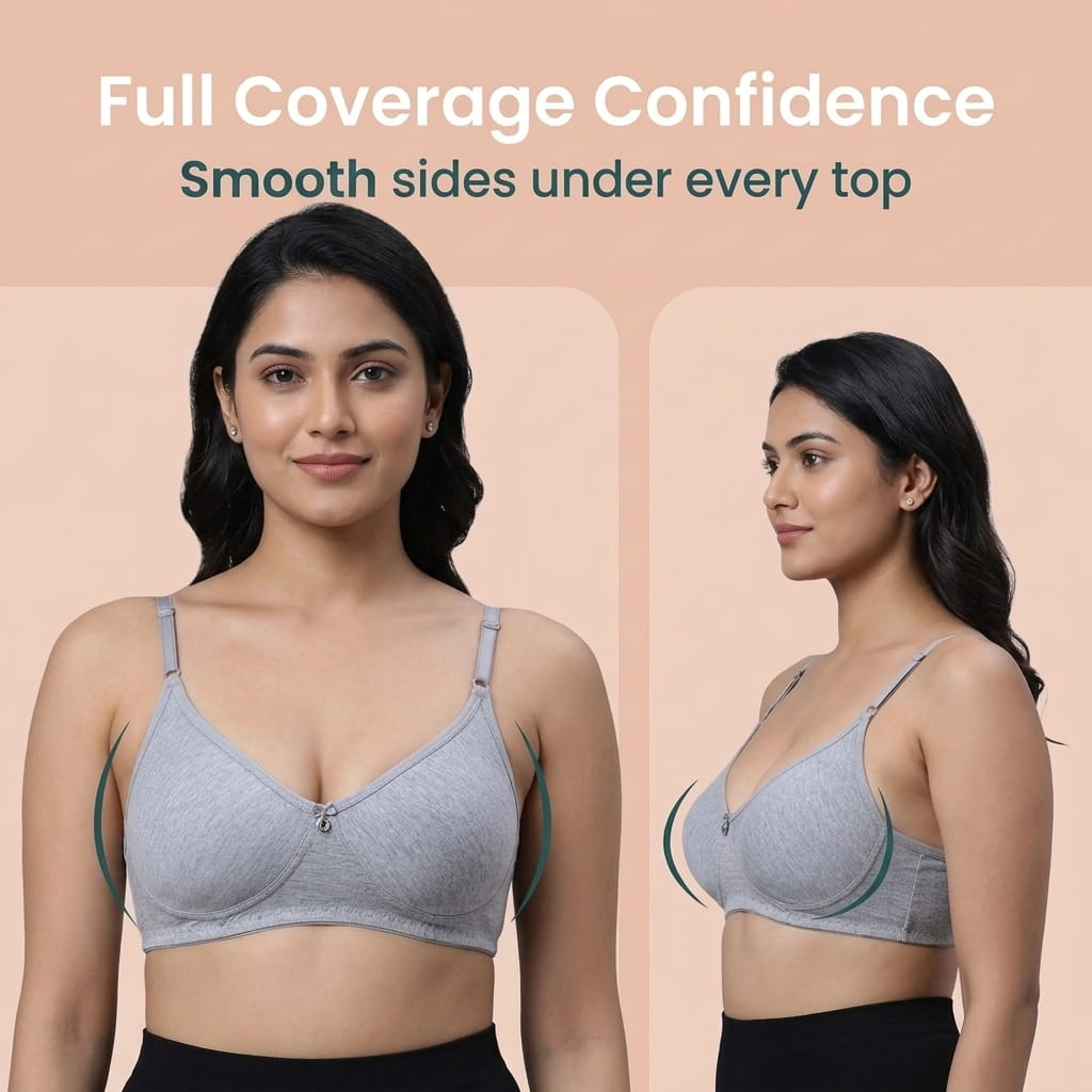 Non-Padded Full Coverage Bra for Women – Wire Free, Moulded Cups (Soha)