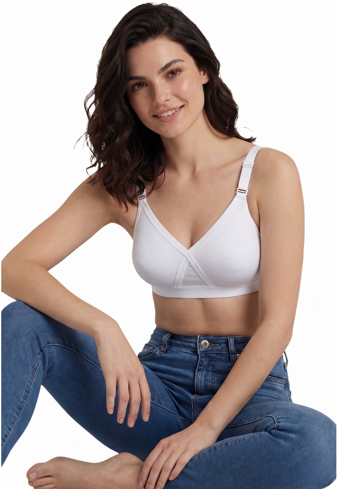 Full Coverage Non-Padded Bra in Soft Interlock Fabric - AlplSenorita, D Cup