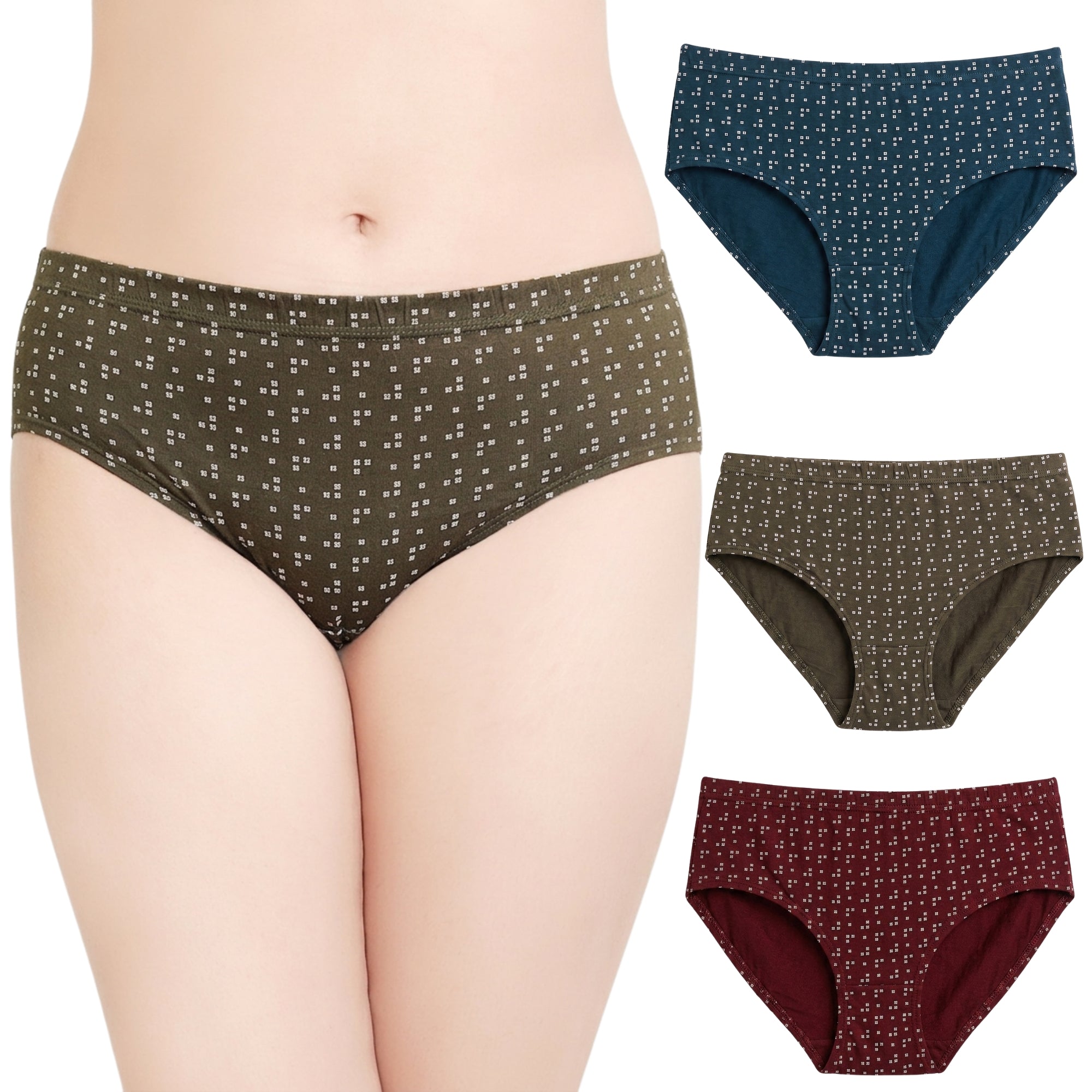 Printed Mid Rise Hipster Panties Pack of 3 - Print Set 4