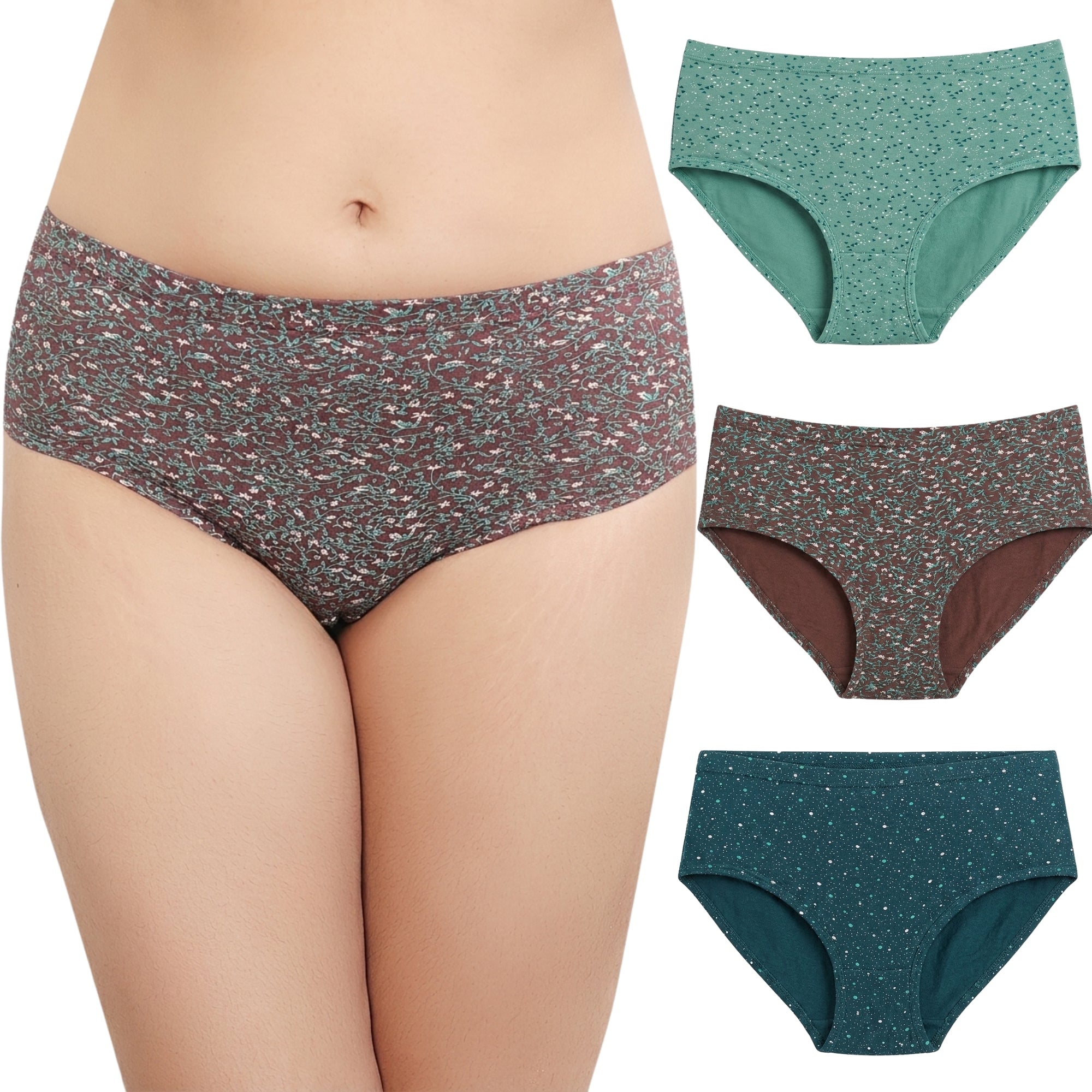 In Care Cotton Hipster Panty Combo – 3 Different Prints, Full Coverage, Pack of 3