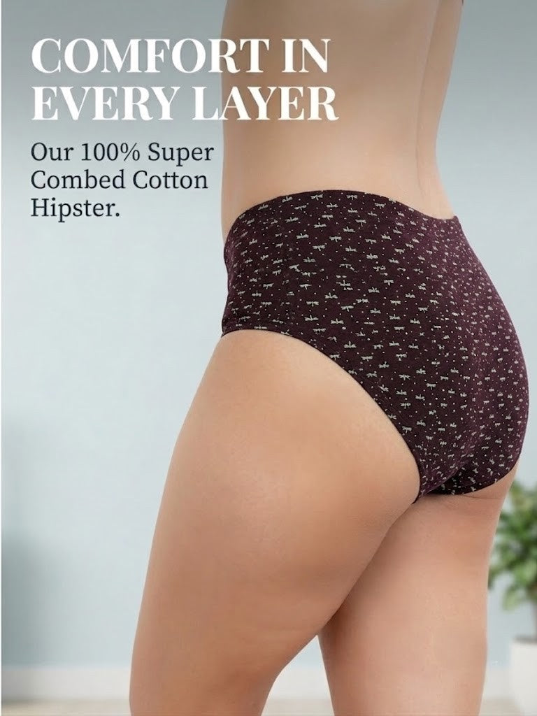 Cotton Hipster Panty Combo – Rose, Sage & Espresso, Pack of 3