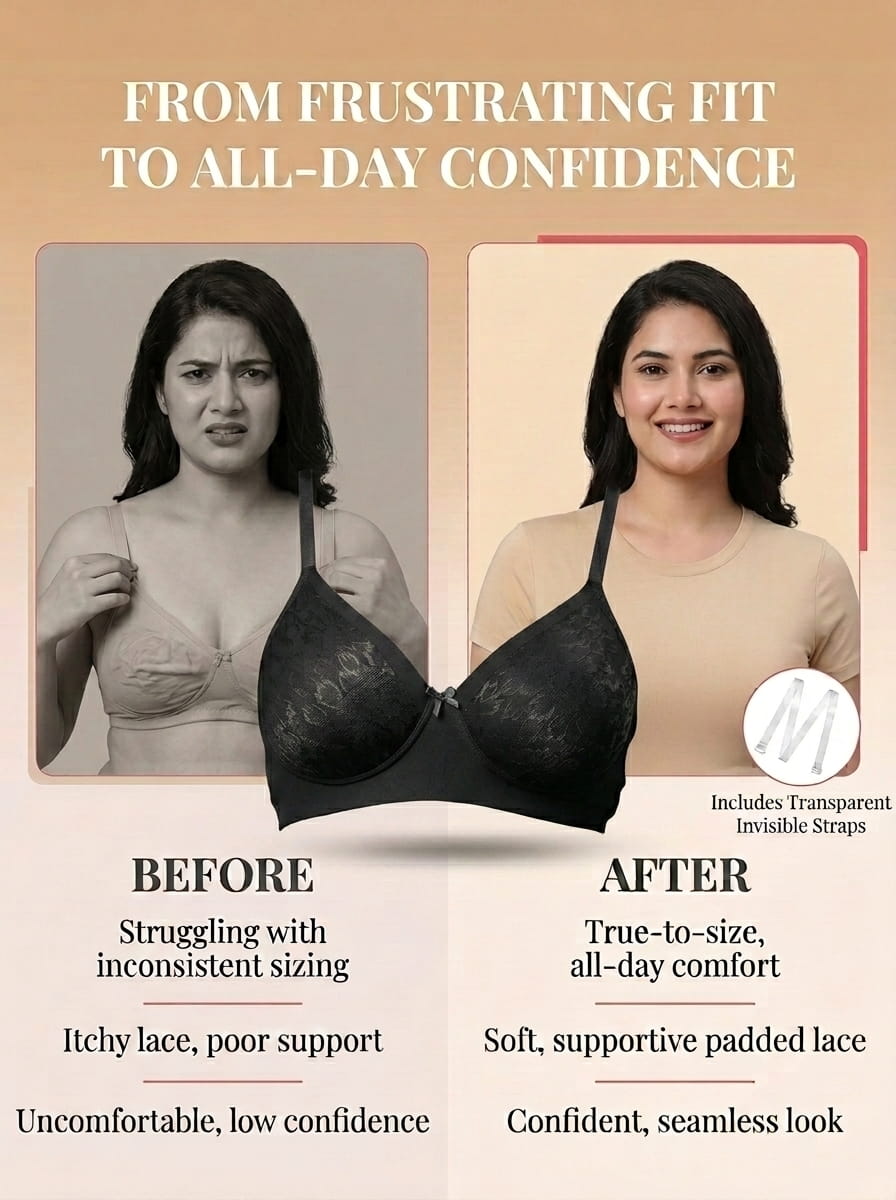 Medium Coverage Padded Lace Bra - B Cup