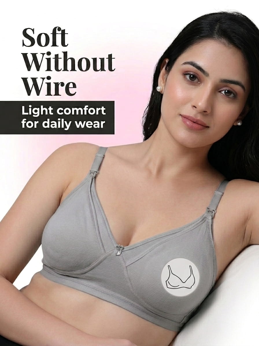 Non-Padded Non-Wired Maternity Nursing Bra - Zoey, D Cup