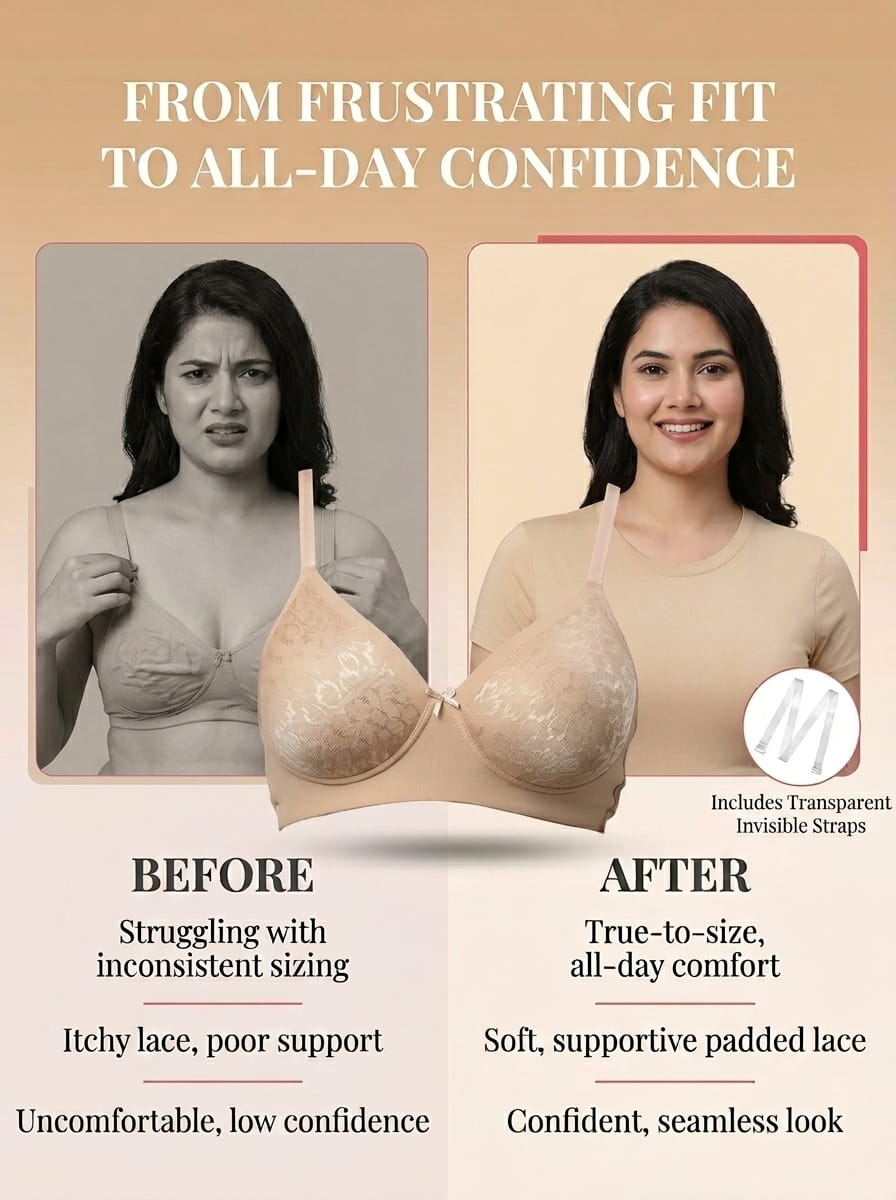 Medium Coverage Padded Lace Bra - B Cup