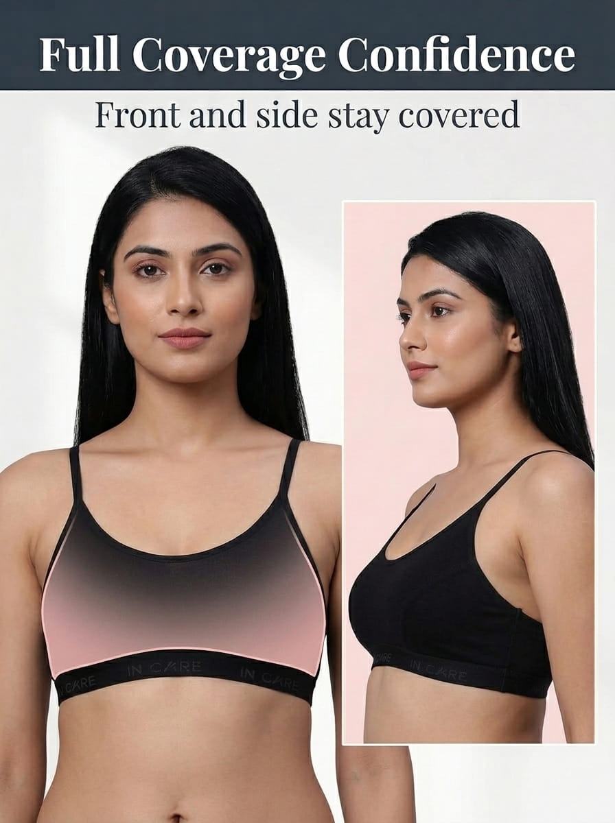 In Care Slip On Sports Bra – Non Padded Wire Free Cotton Bralette for Women