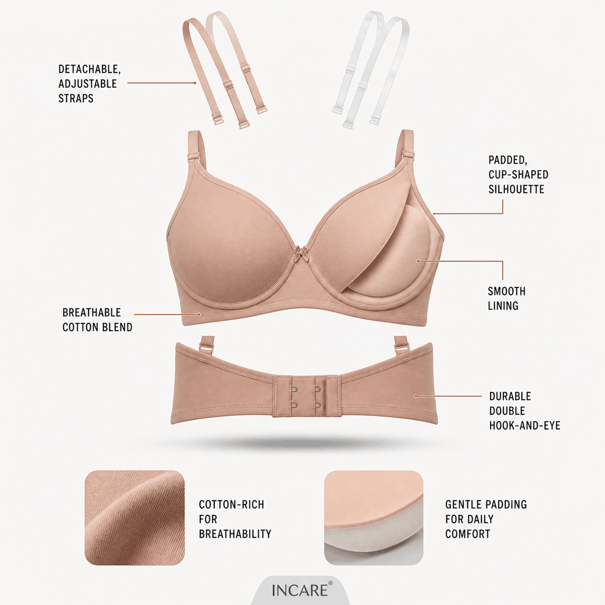 Everyday Padded T-Shirt Bra - B Cup, 4 Colours