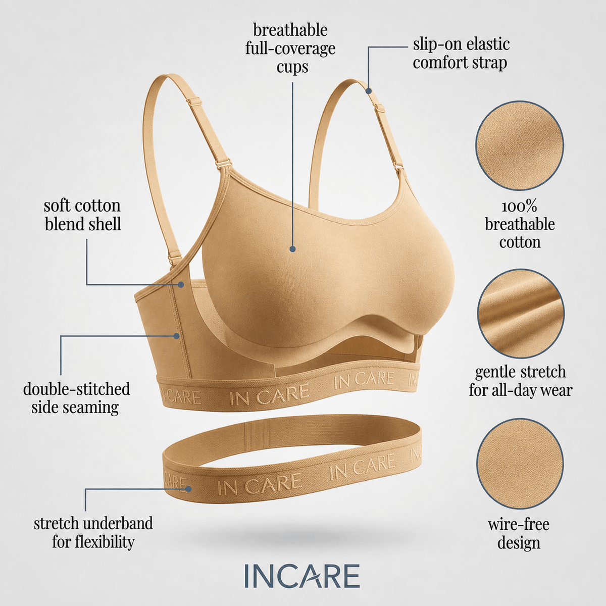 Wire-Free Slip-On Sports Bra - Full Coverage