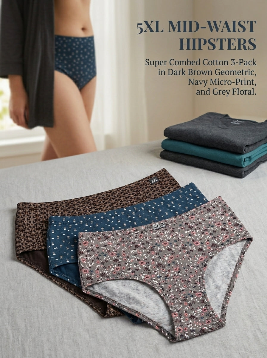 Cotton Hipster Panty Combo – Slate, Taupe & Cocoa, Pack of 3