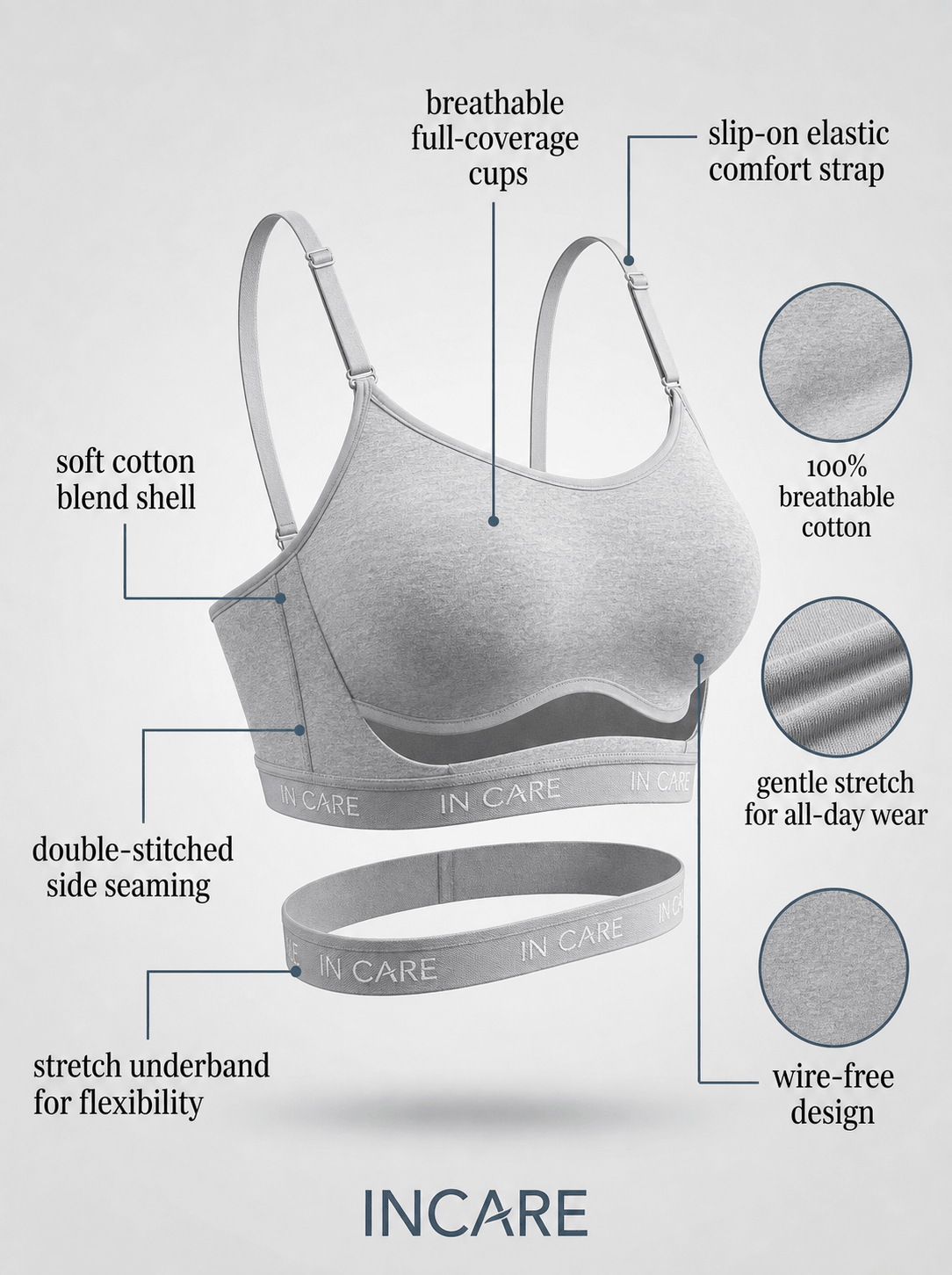Wire-Free Slip-On Sports Bra - Full Coverage