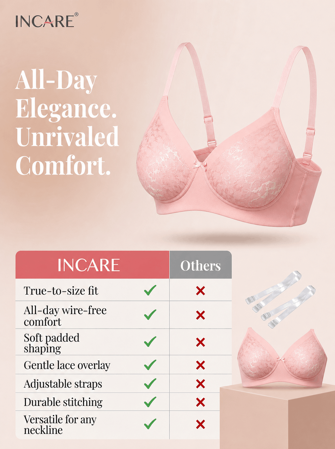 Medium Coverage Padded Lace Bra - B Cup