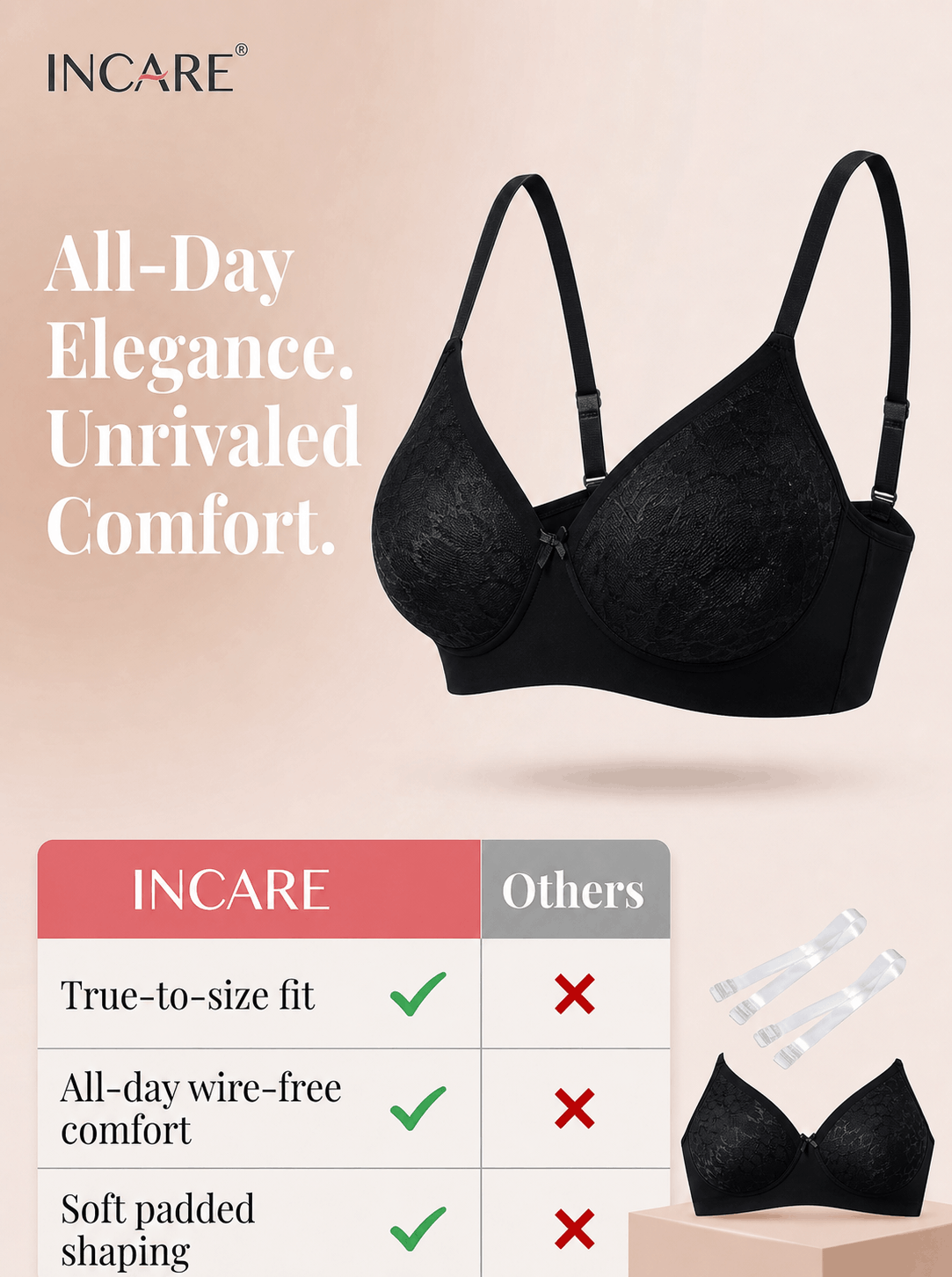 Medium Coverage Padded Lace Bra - B Cup