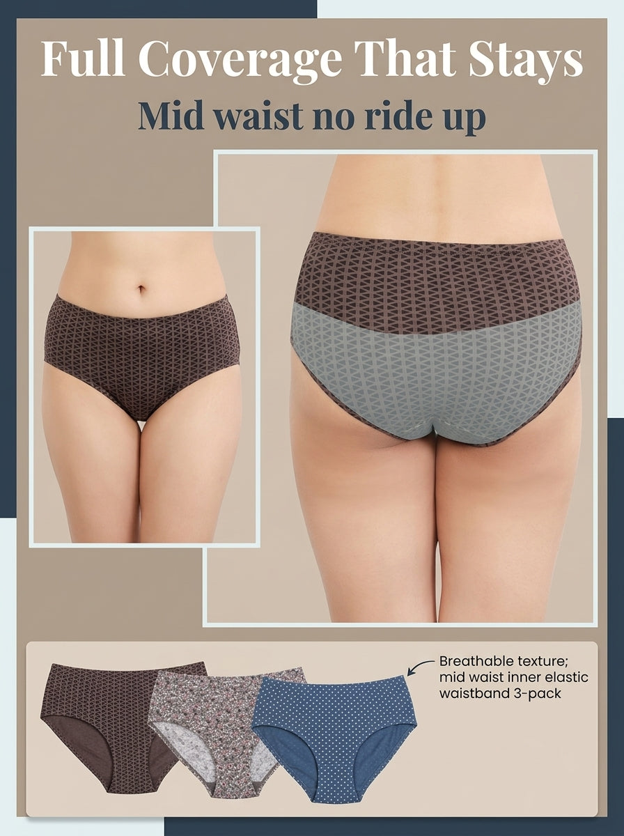 Cotton Hipster Panty Combo – 3 Different Prints, Pack of 3
