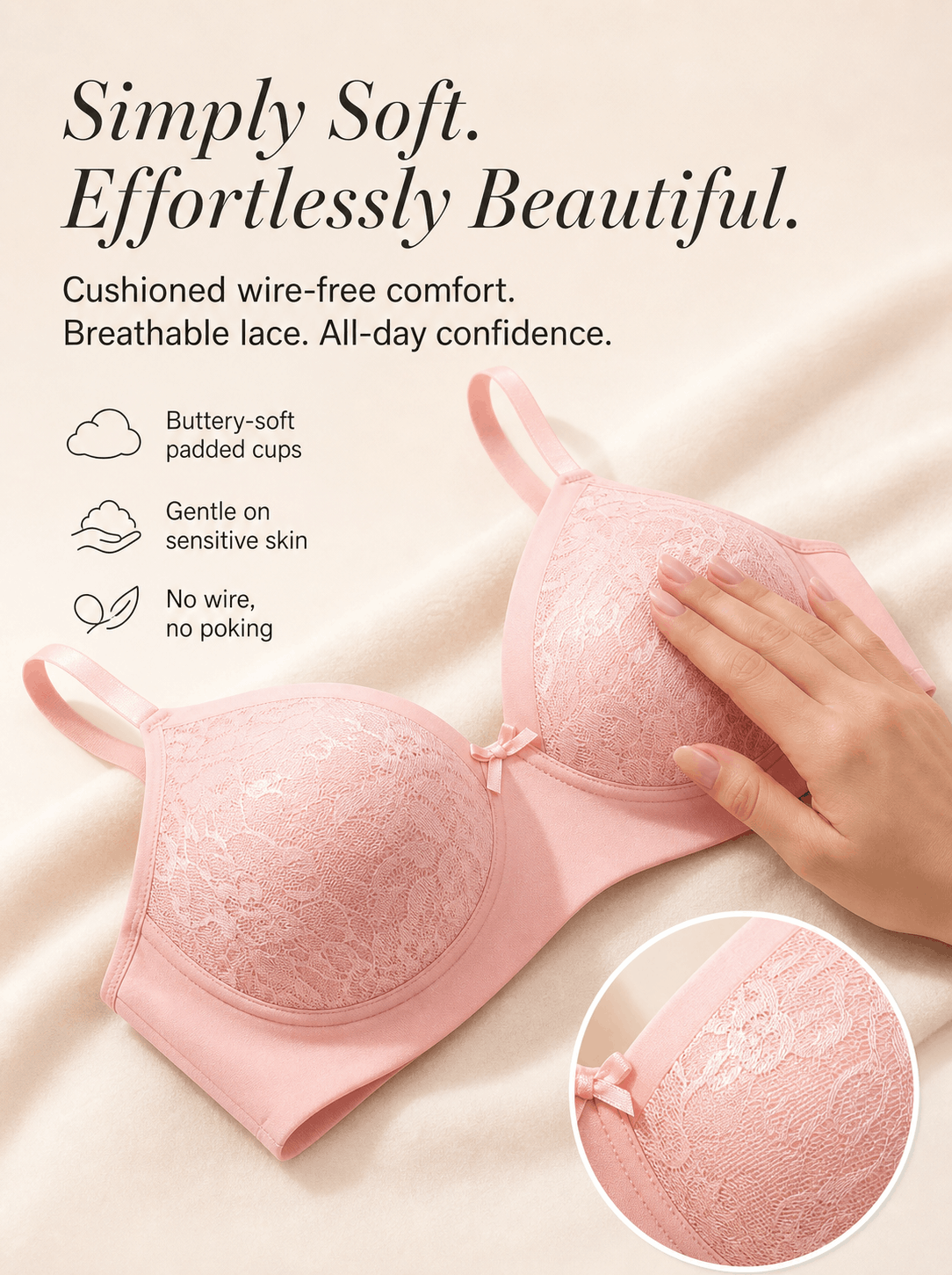 Medium Coverage Padded Lace Bra - B Cup
