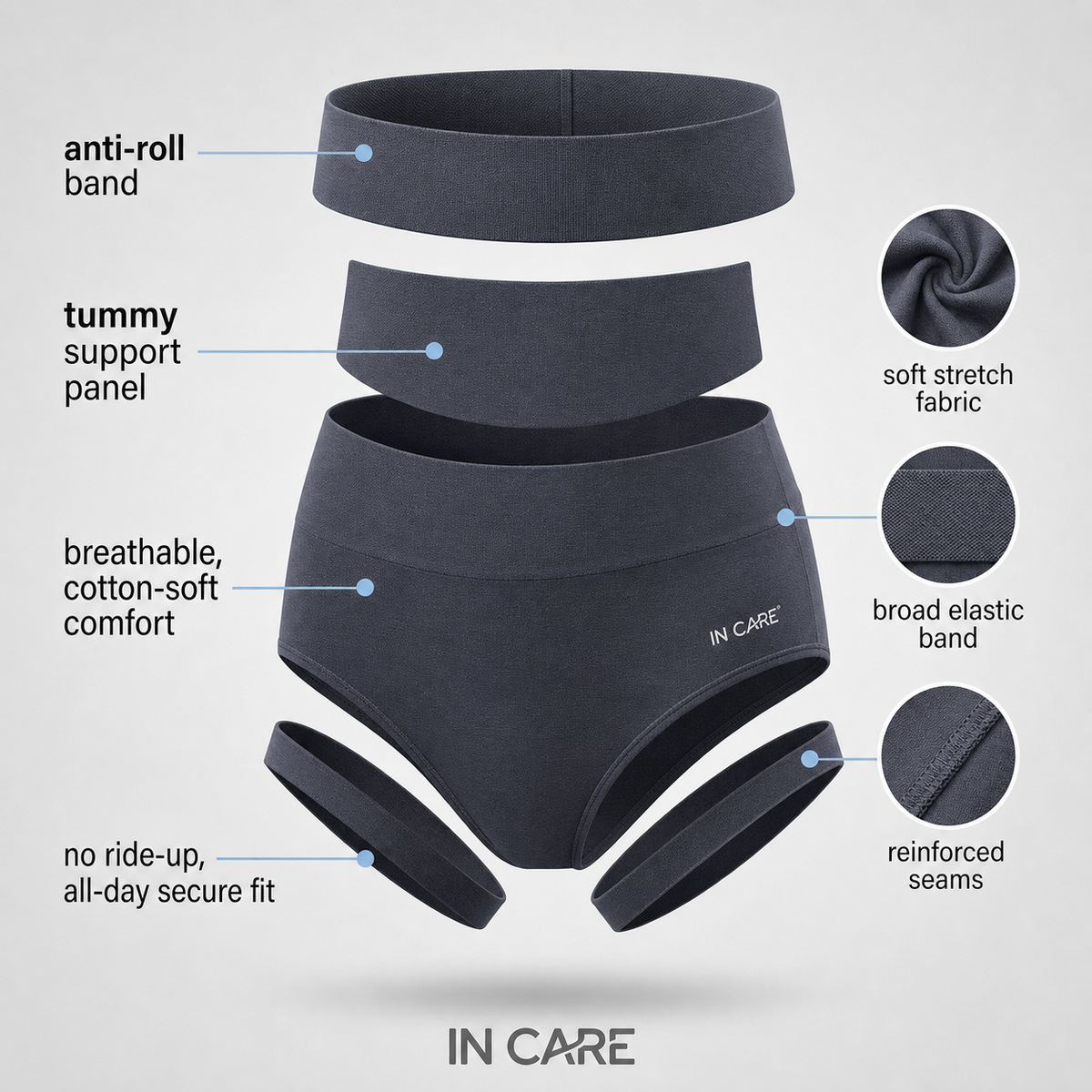 High Waist Belly Control Shaper Panty with Broad Elastic Belt