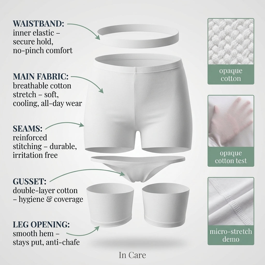Cotton High Rise Boyshorts with Soft Elastic Waistband | Full Coverage