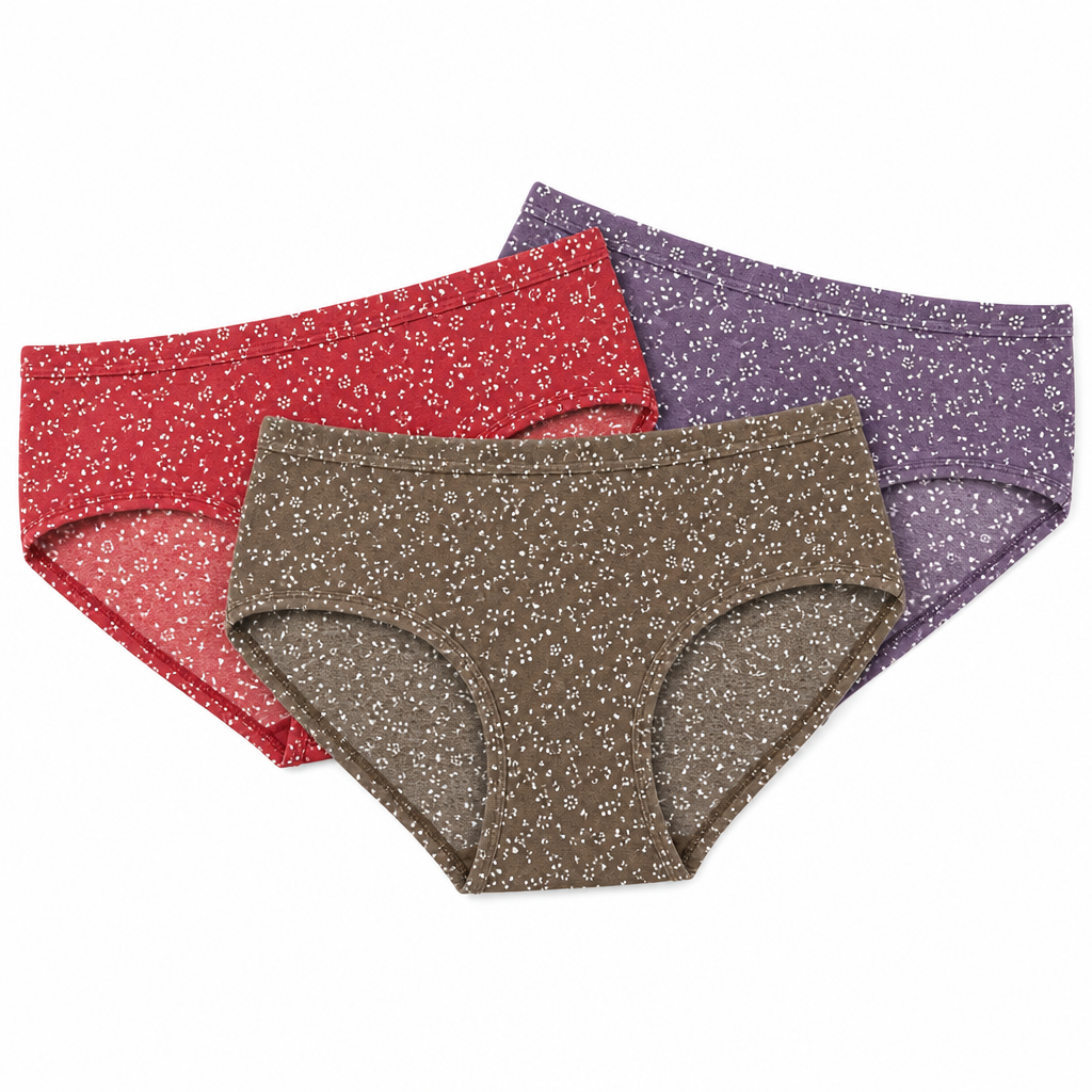 Cotton Hipster Panty – No Ride-Up Fit, Floral Print, Pack of 3