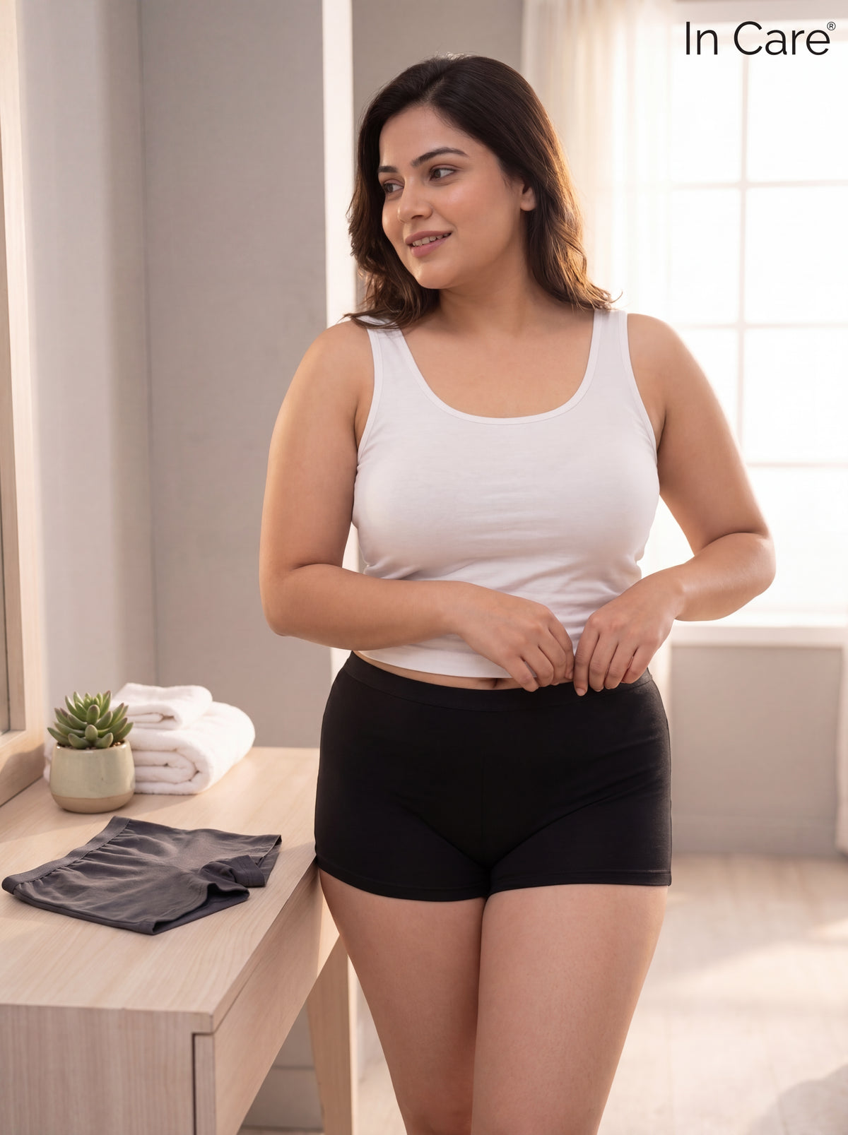 In Care Cotton Stretchable Boyshorts | Cotton Blend | Full Coverage | Pack of 2
