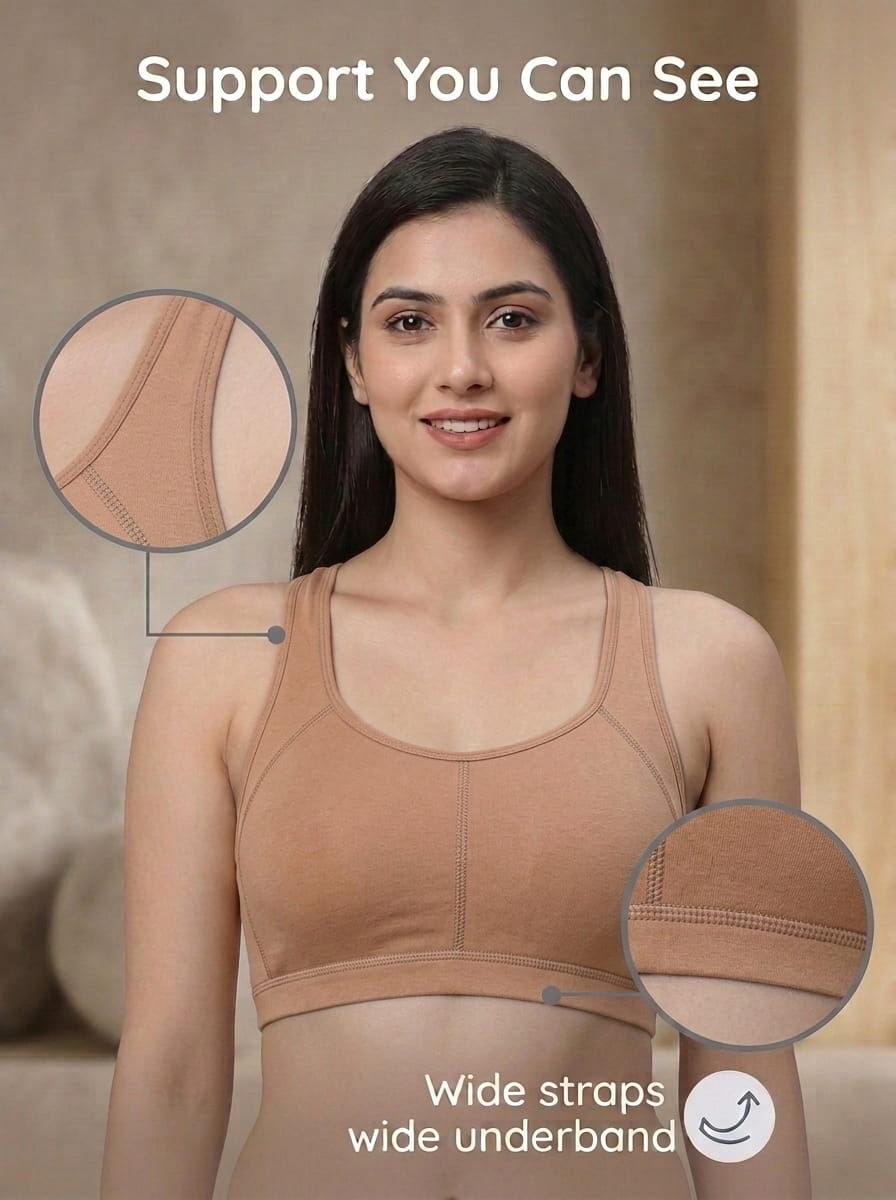 Padded Sports Bra with Removable Cups & Adjustable Straps