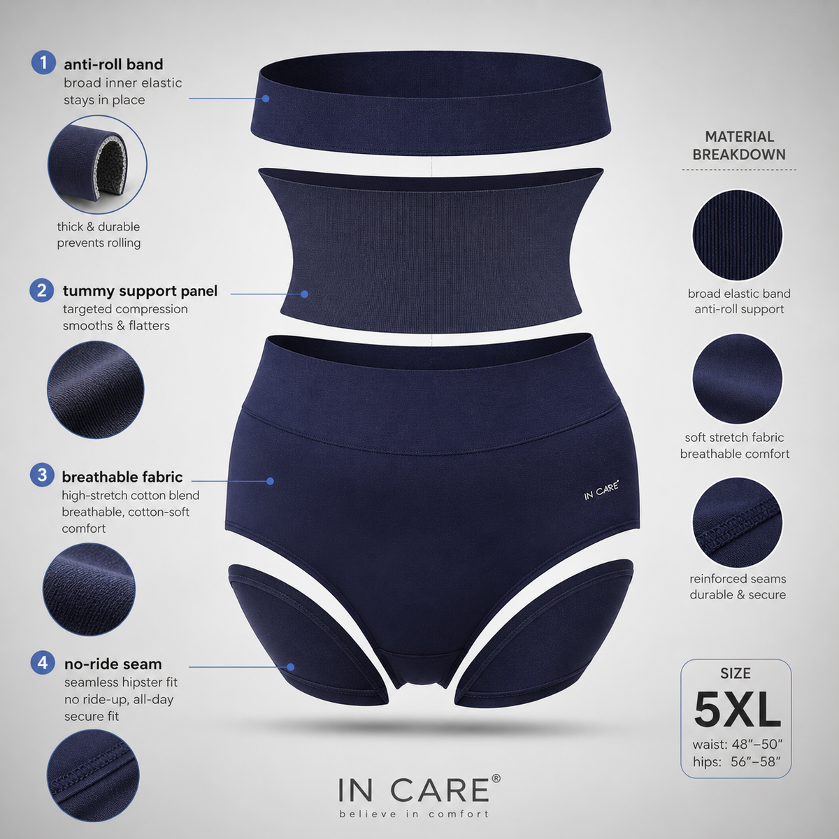 High Waist Belly Control Shaper Panty with Broad Elastic Belt
