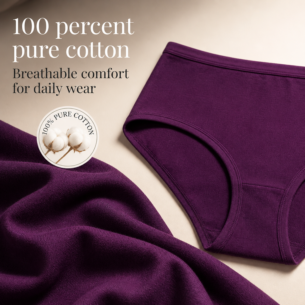 In Care Women's 100% Cotton Mid-Rise Hipster Panties, Pack of 3
